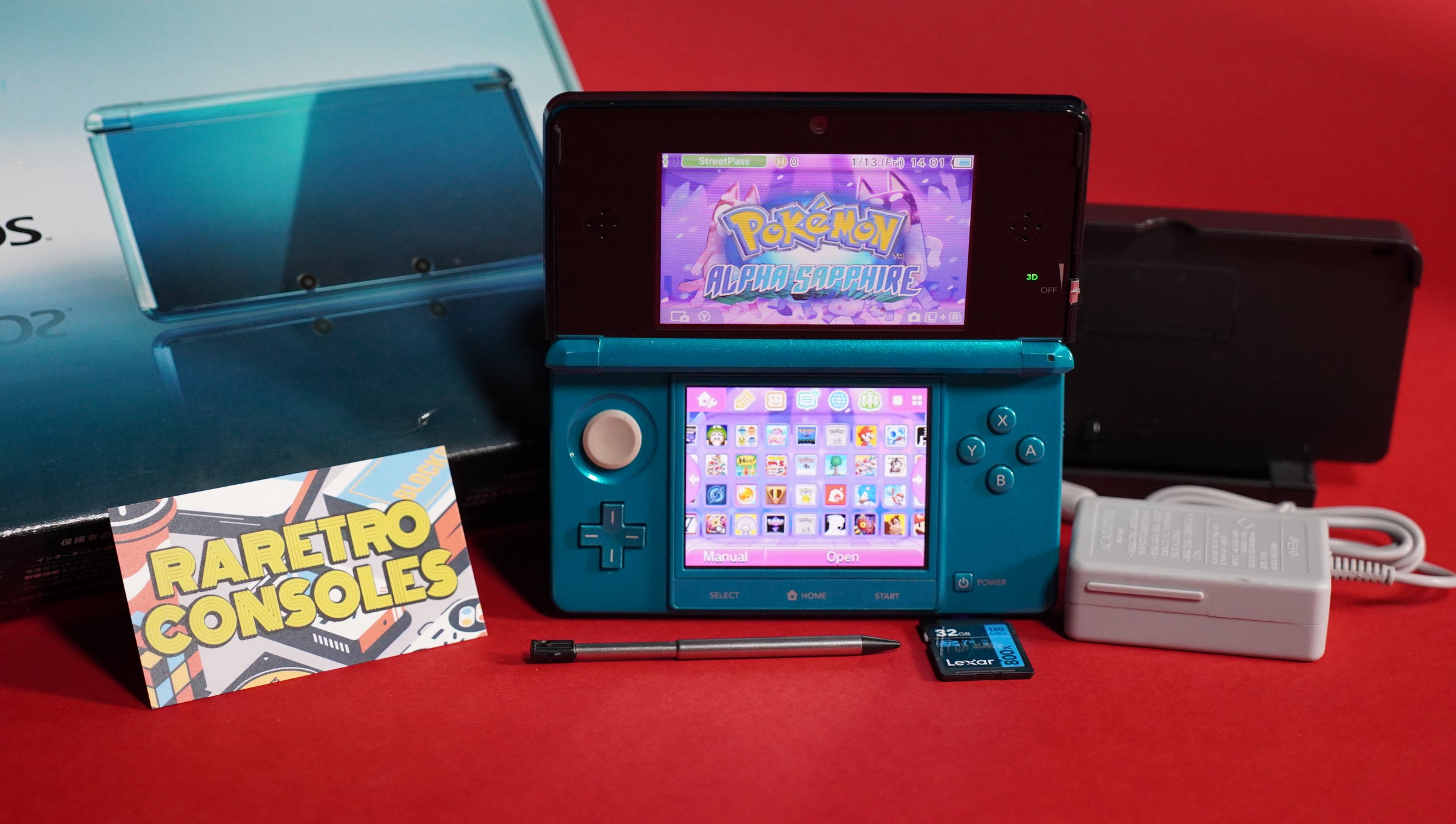 Aqua Nintendo 3DS with Original Box | Raretro Consoles