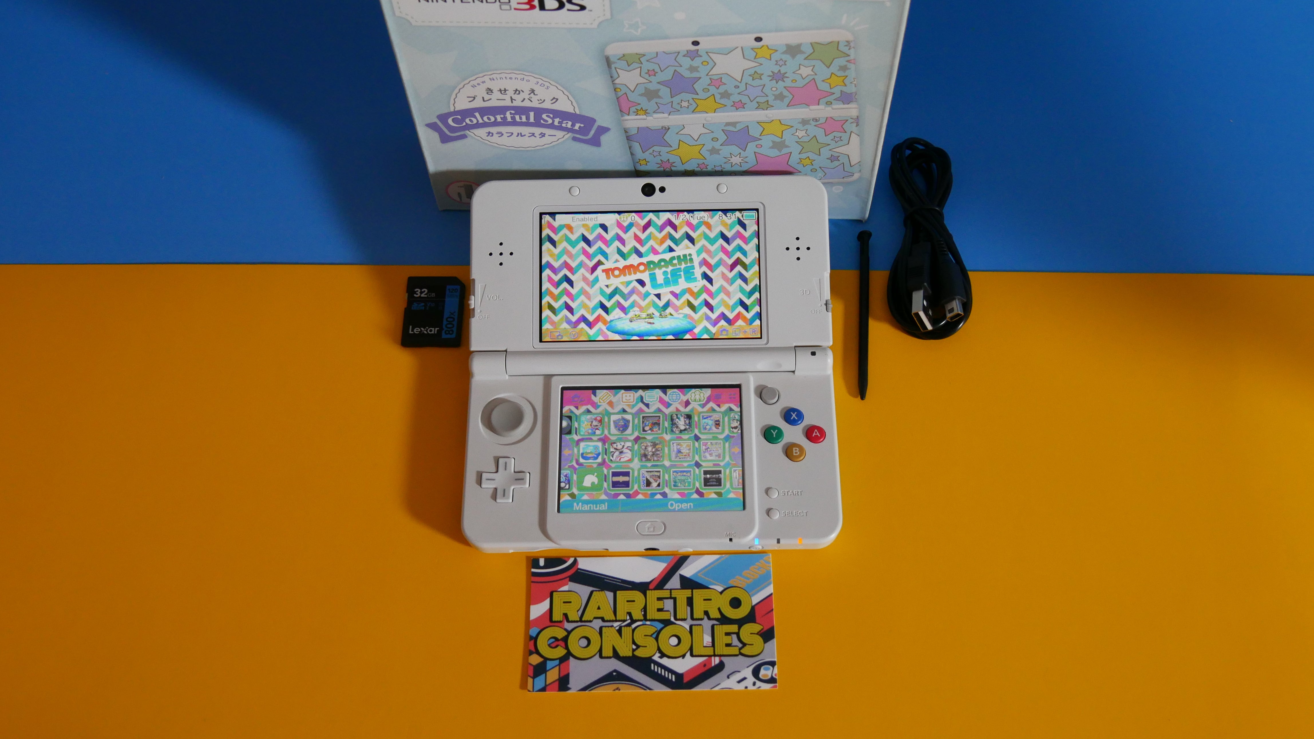 New Nintendo 3DS with Colorful Star Plates in Original Box New 