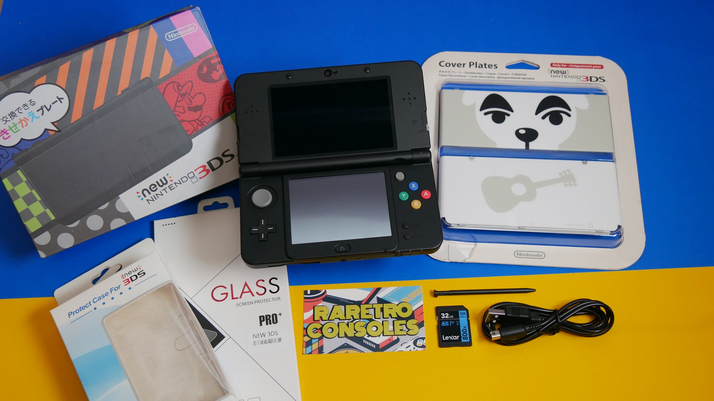 New Nintendo 3DS in Black with No. 041 K.K. Slider Plates