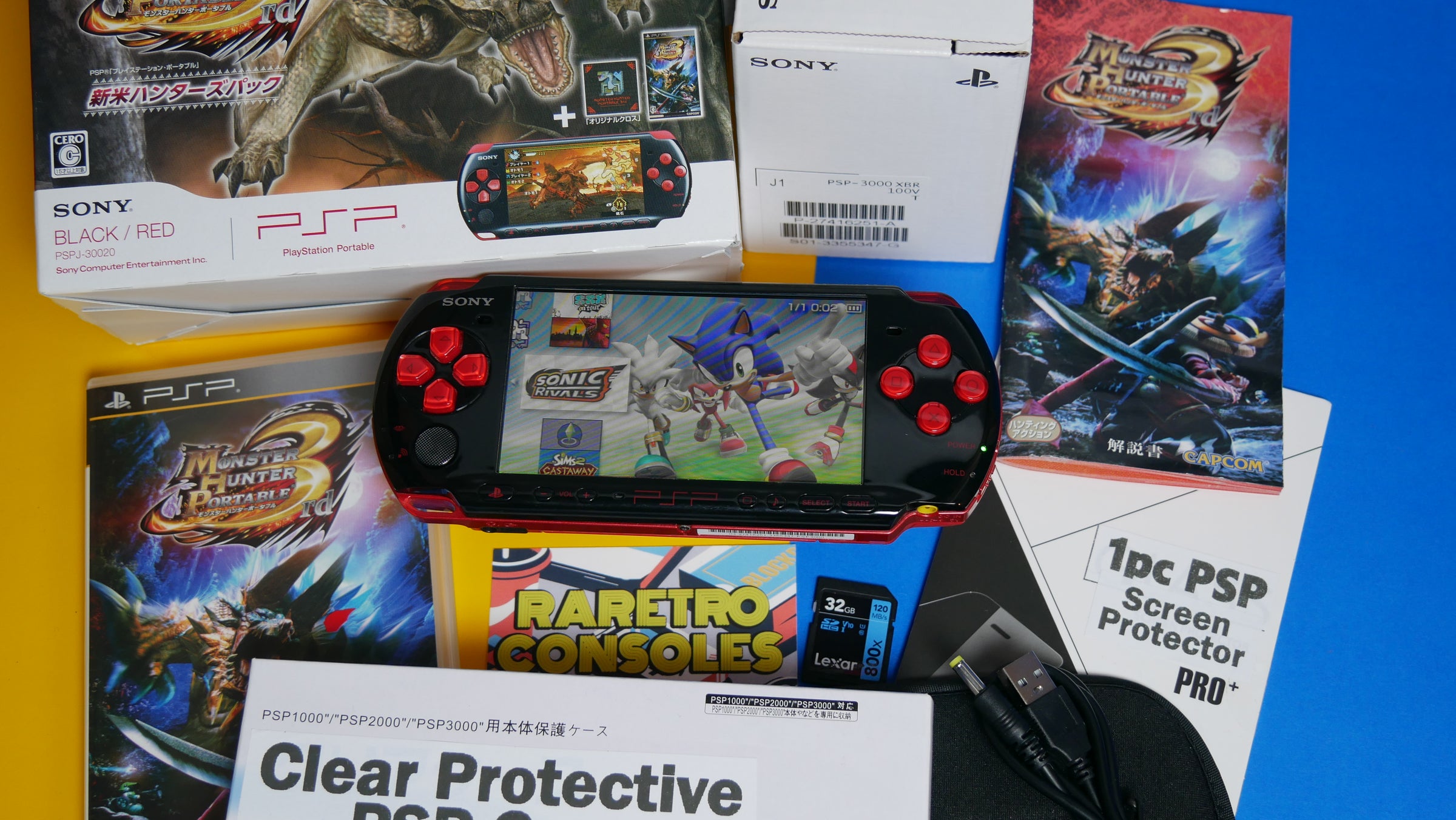 Monster Hunter Portable 3rd Red x Black PSP 3000 With Box