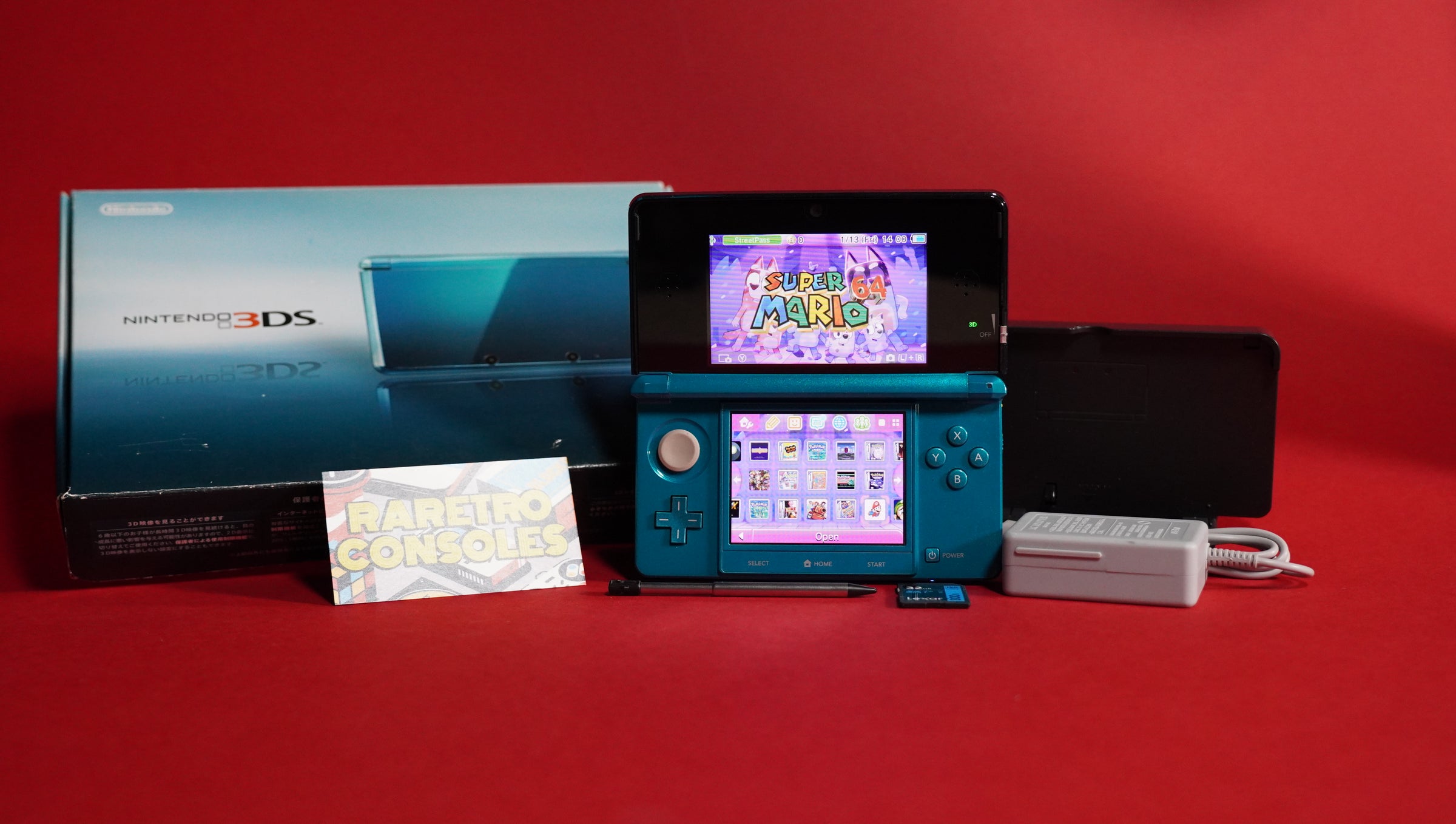 Aqua Nintendo 3DS with Original Box | Raretro Consoles