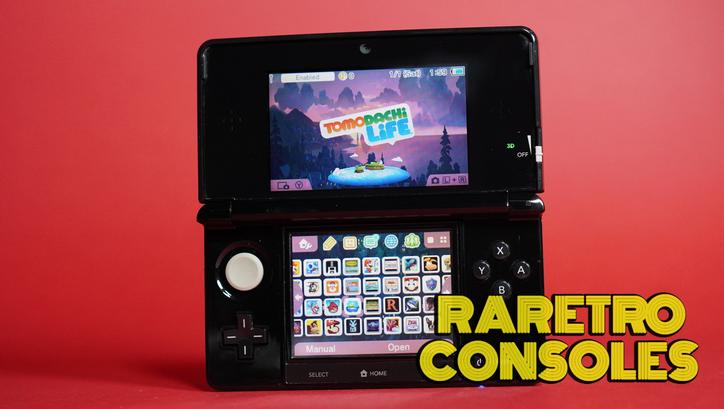 Gloss Clear Black Nintendo 3DS with Box | Raretro Consoles