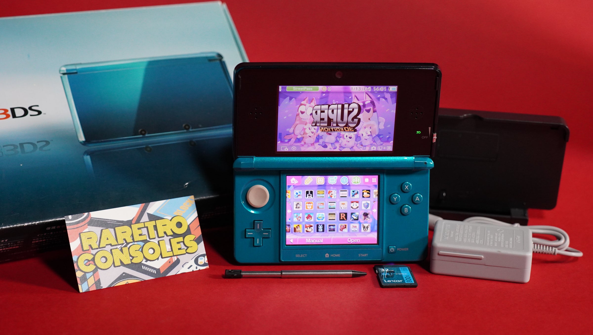Aqua Nintendo 3DS with Original Box | Raretro Consoles