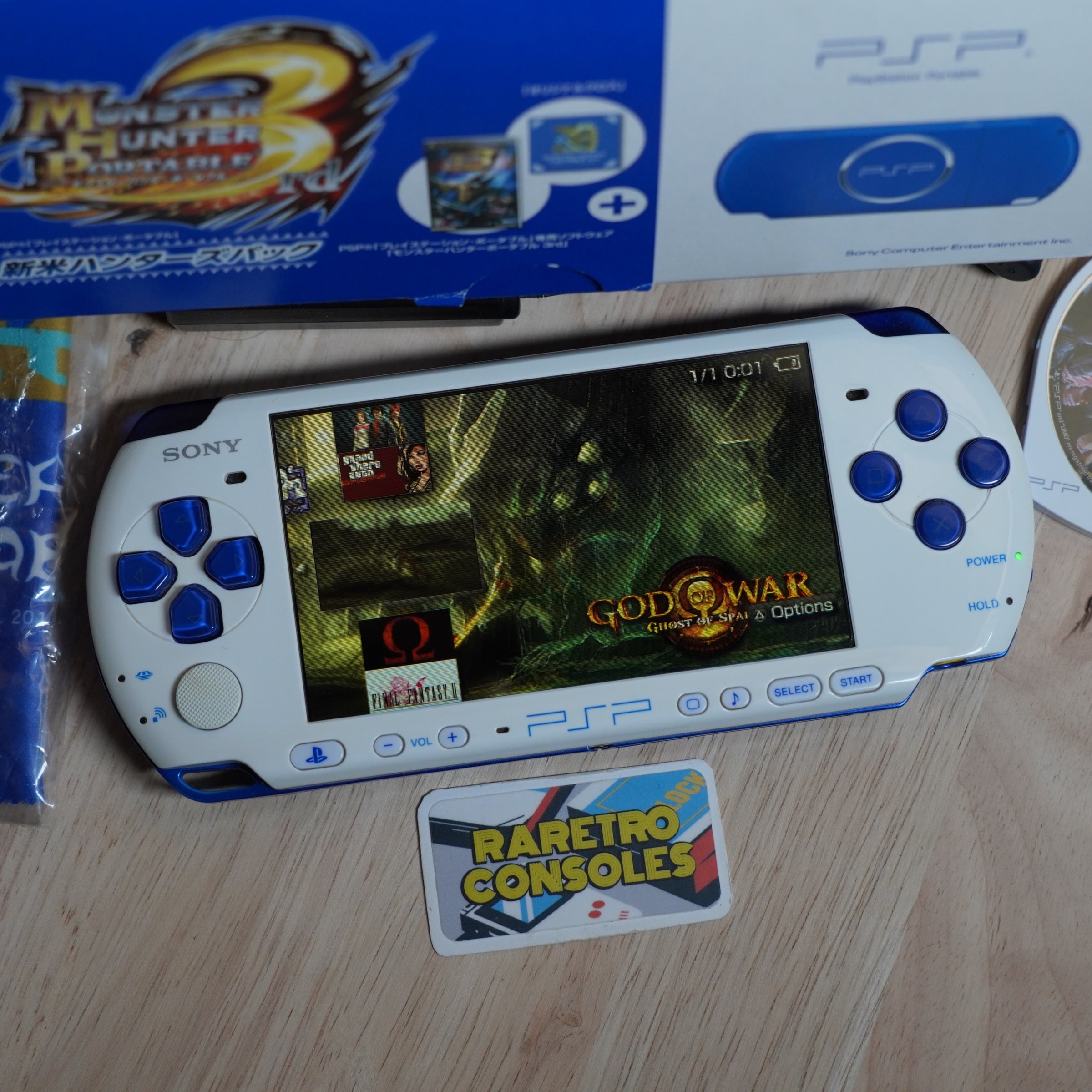PSP 3000 Monster Hunter 3rd Blue x White Limited Edition with box