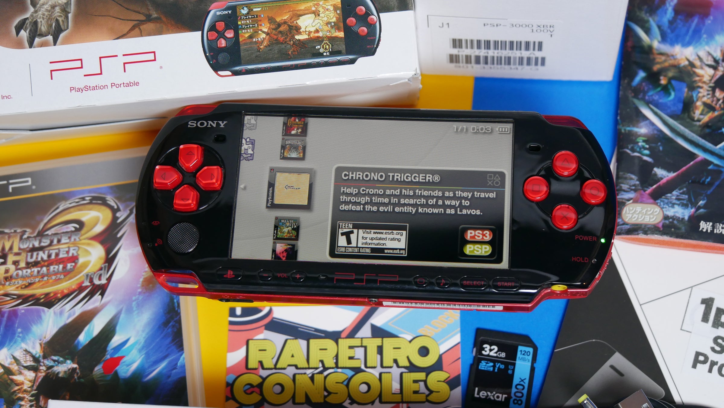 Monster Hunter Portable 3rd Red x Black PSP 3000 With Box