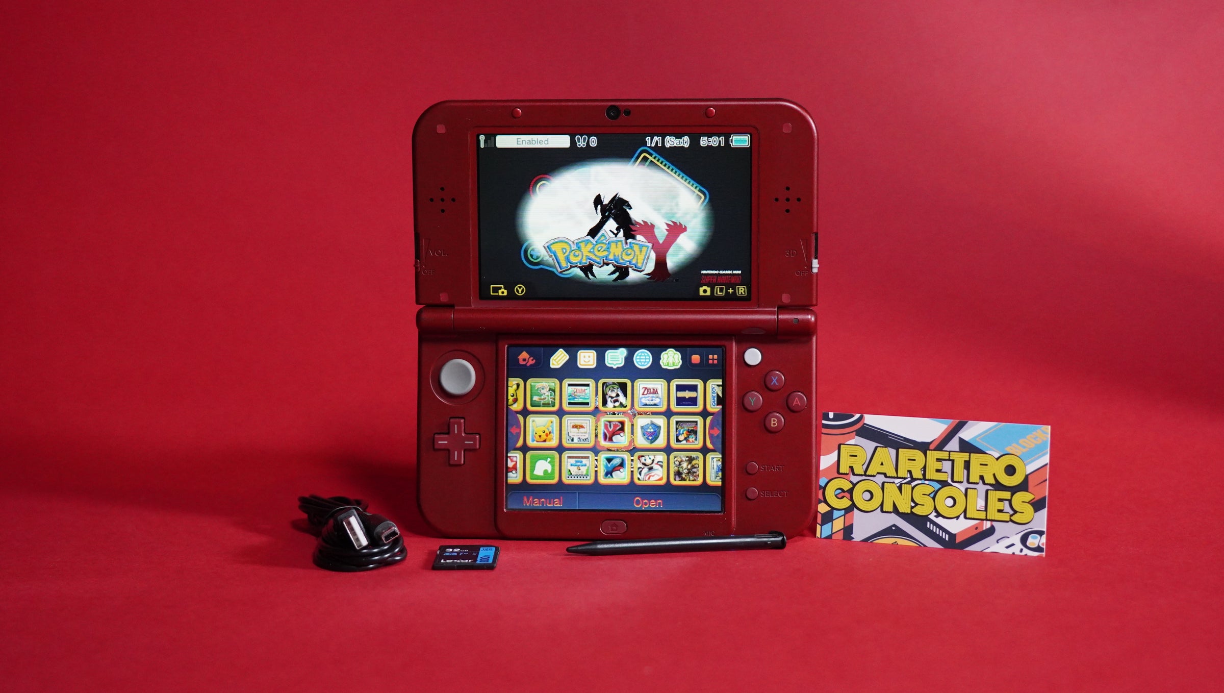 Top IPS New Nintendo 3DS XL in Metallic Red | Raretro Consoles