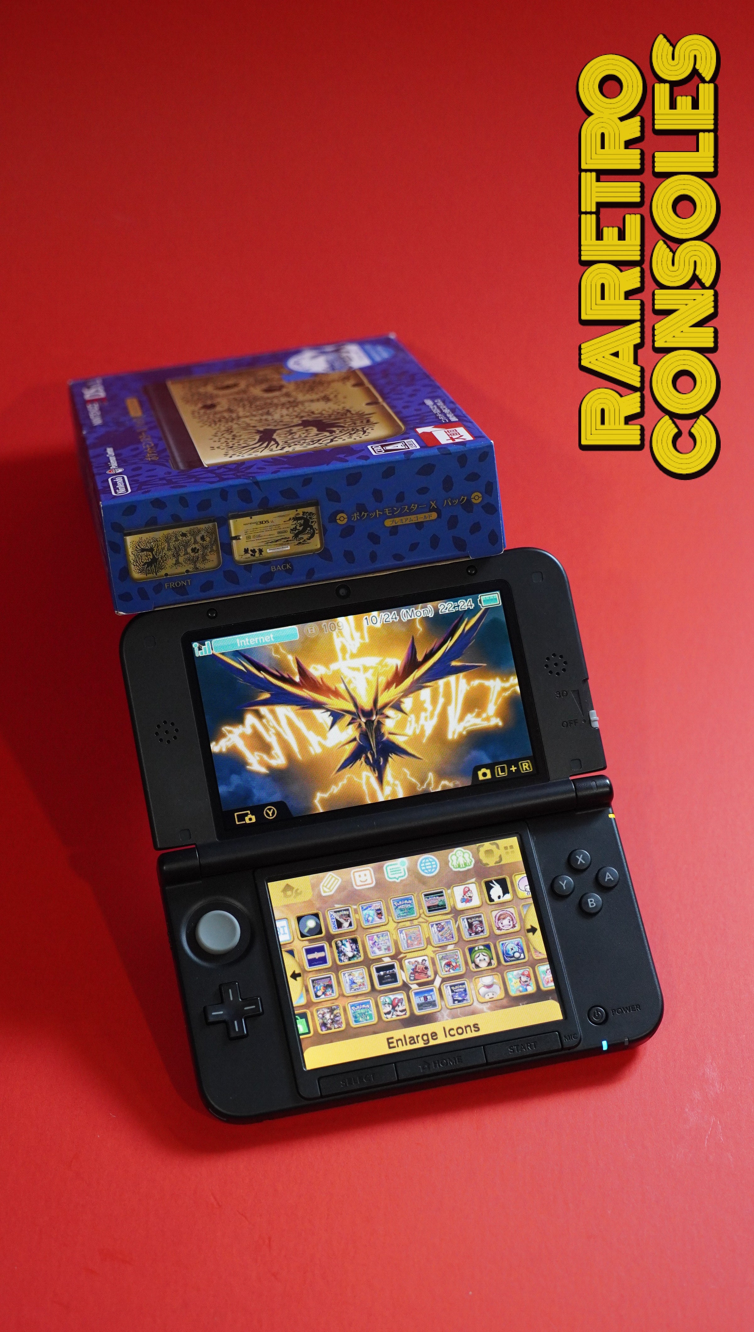 Nintendo 3DS XL Pokémon X Y Premium Gold with Blue Box | Raretro