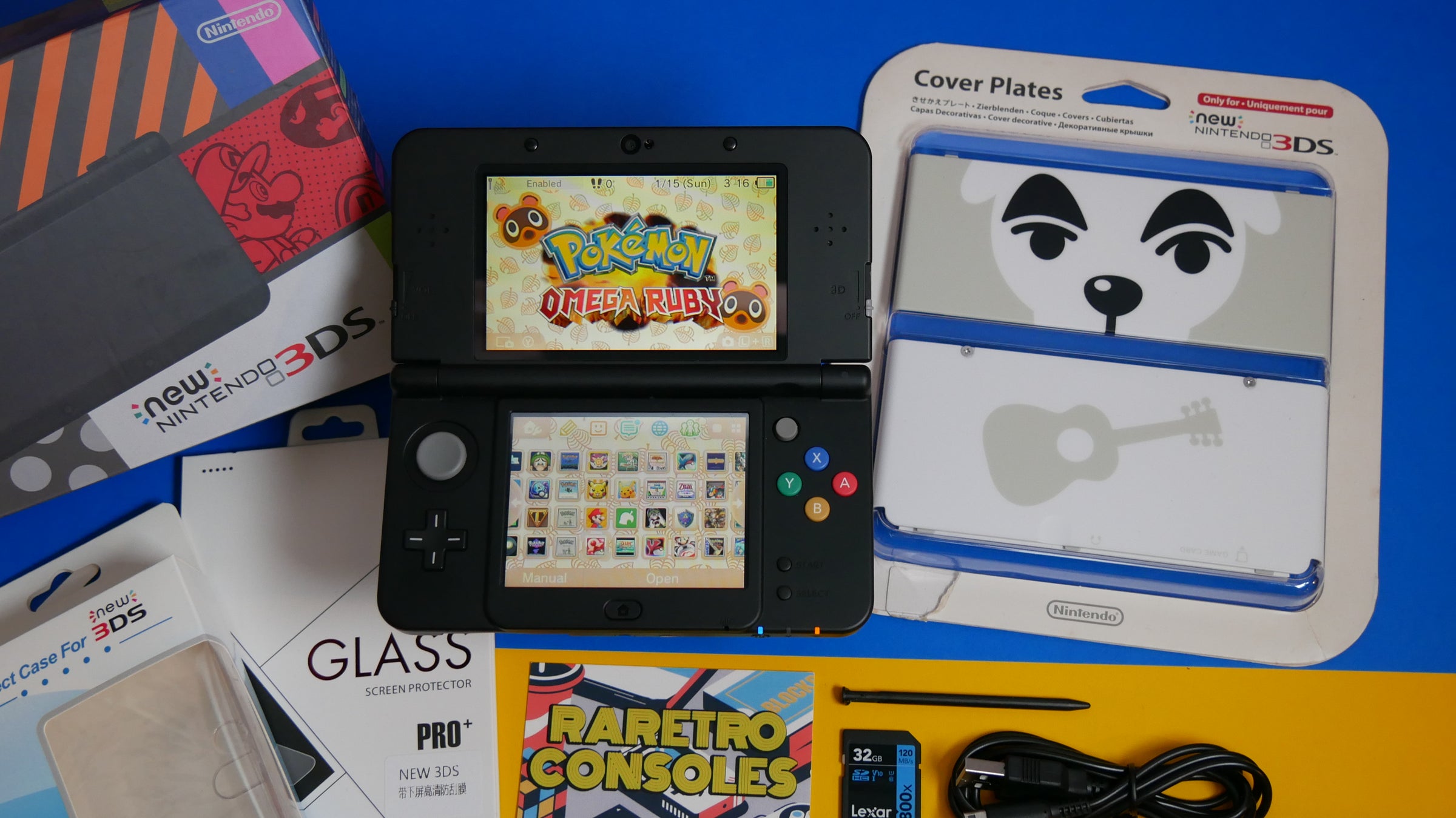ニンテンドー3DS - kakeru【新品】newニンテンドー3DSLL SFCver New Nintendo 3DS in Black with No. 041 K.K. Slider Plates