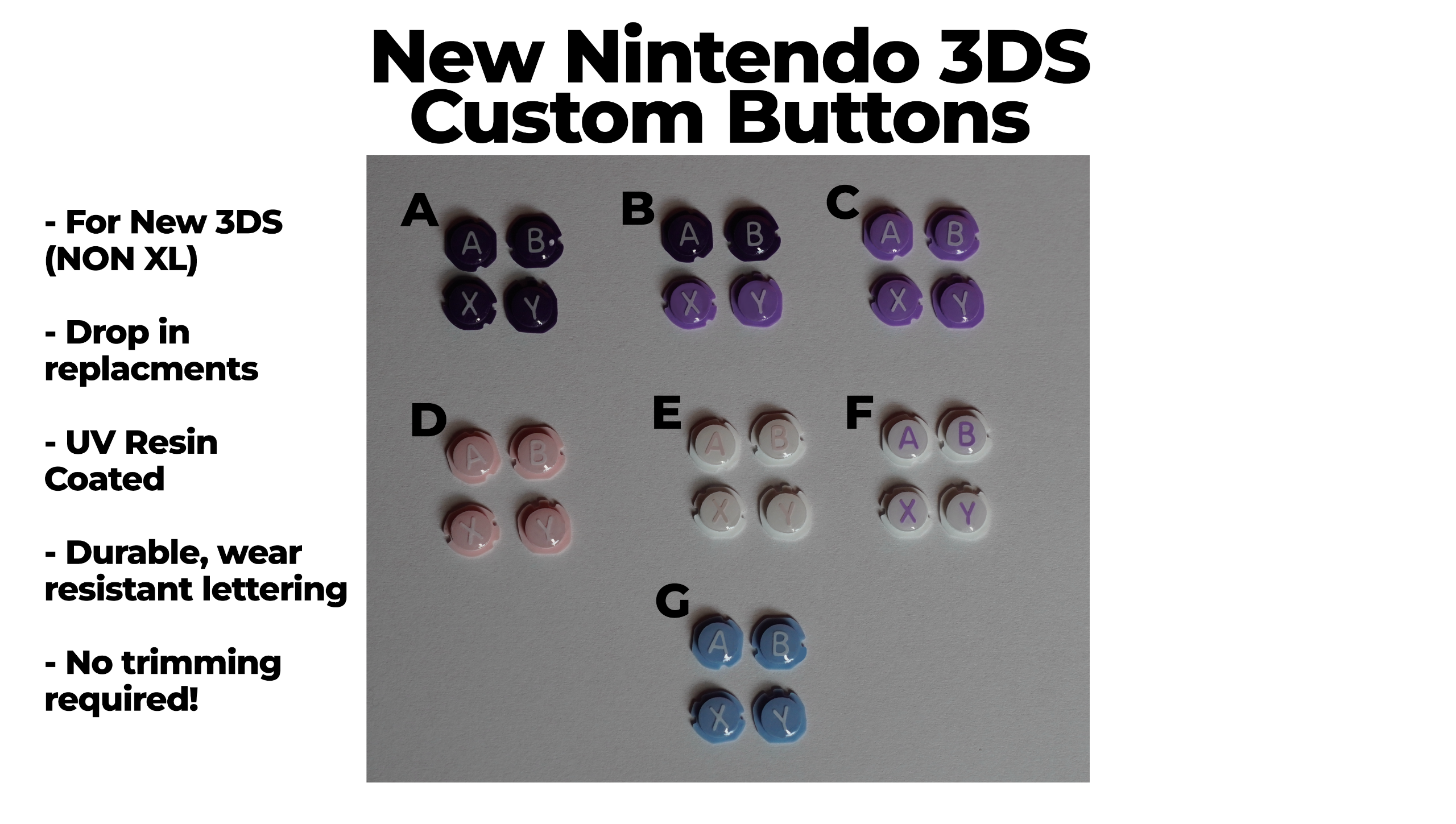 Custom ABXY Buttons for New Nintendo 3DS Non-XL | Premium