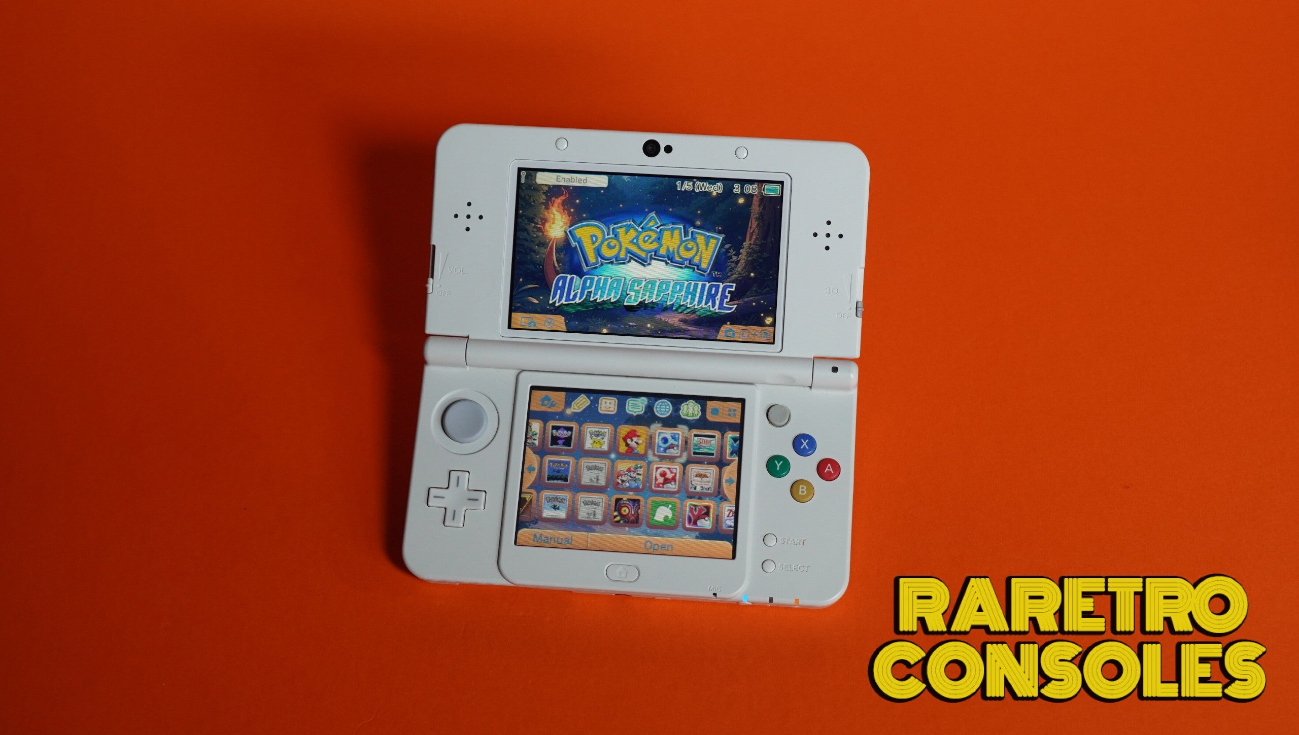 New Nintendo 3DS with No. 027 White & Gold Polka Dot Plates