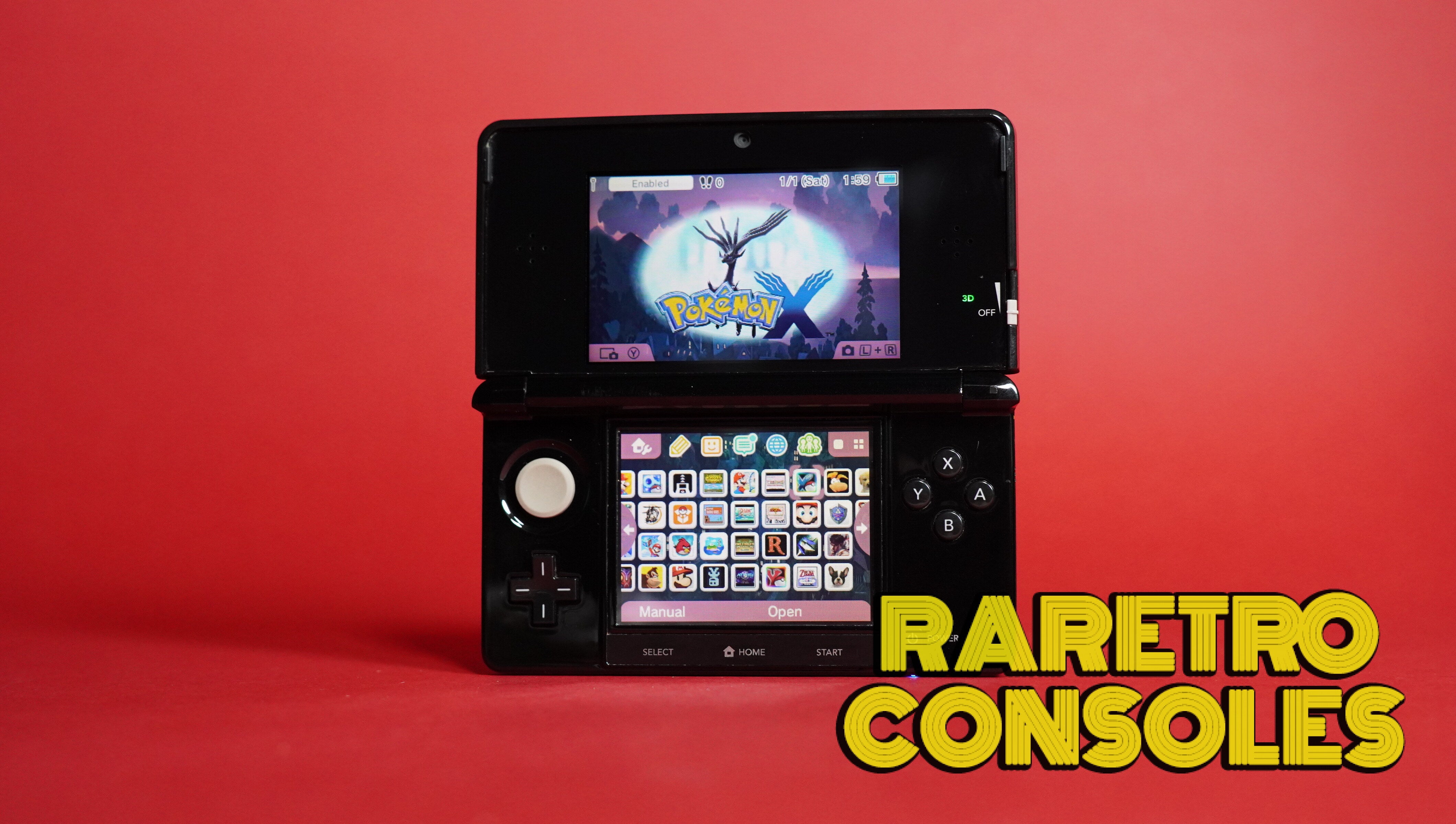 Gloss Clear Black Nintendo 3DS with Box | Raretro Consoles