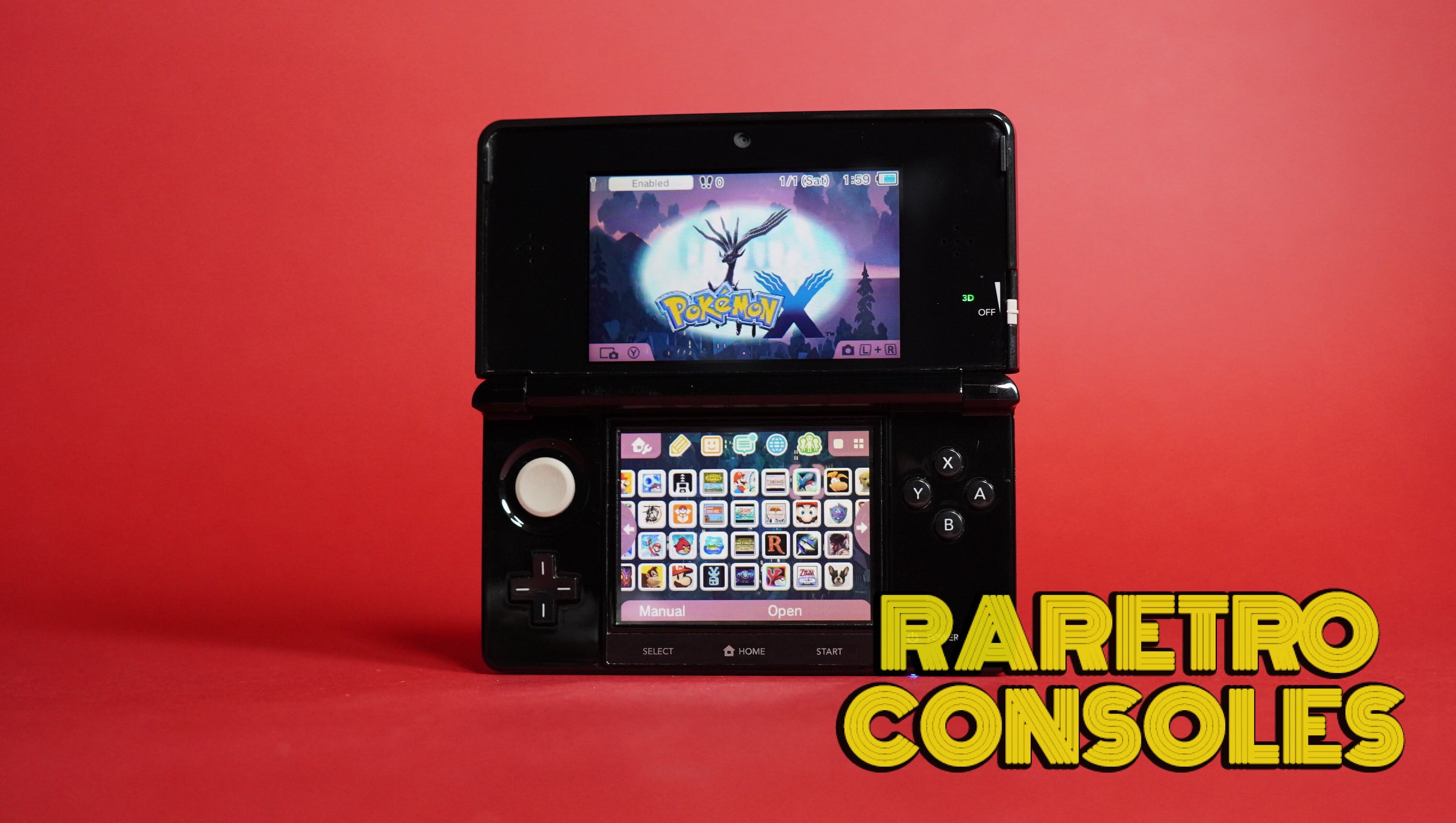 Gloss Clear Black Nintendo 3DS with Box | Raretro Consoles