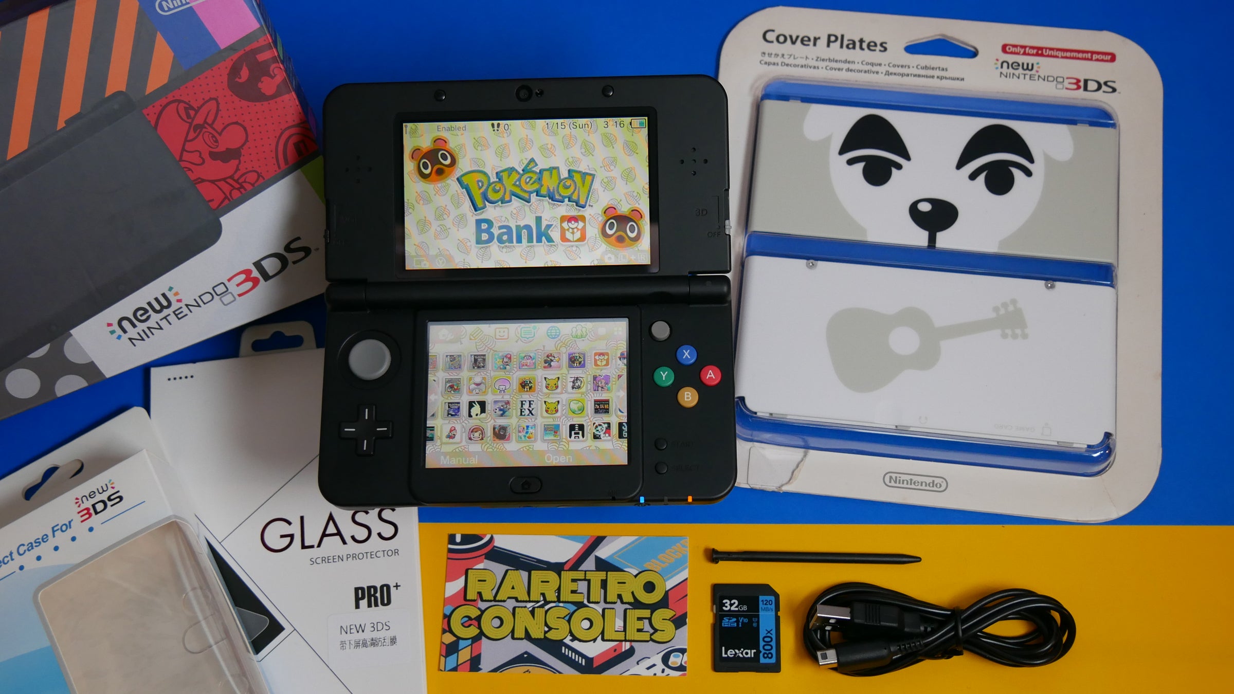 New Nintendo 3DS in Black with No. 041 K.K. Slider Plates
