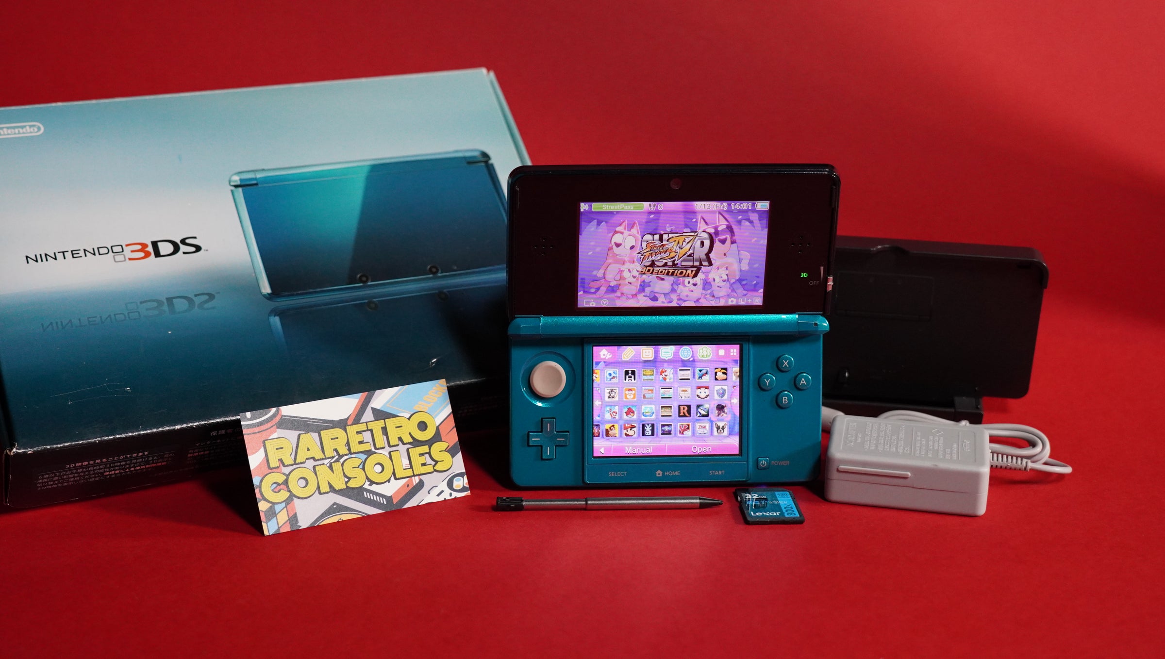Aqua Nintendo 3DS with Original Box | Raretro Consoles