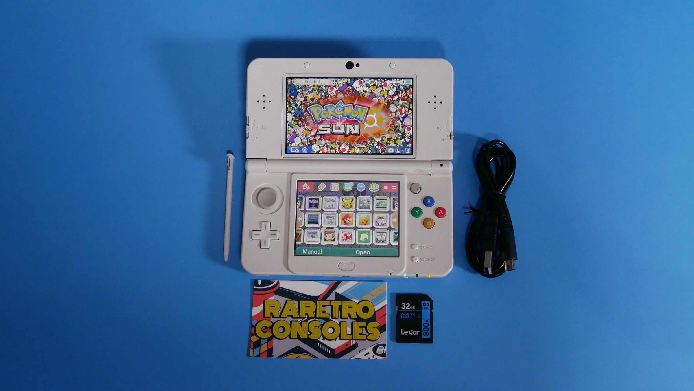 New Nintendo 3DS in White with No. 025 Pink Mario Embossed Plates