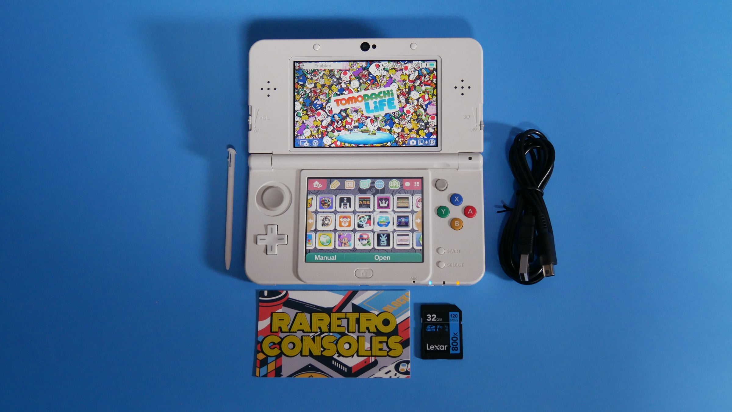 New Nintendo 3DS in White with No. 025 Pink Mario Embossed Plates
