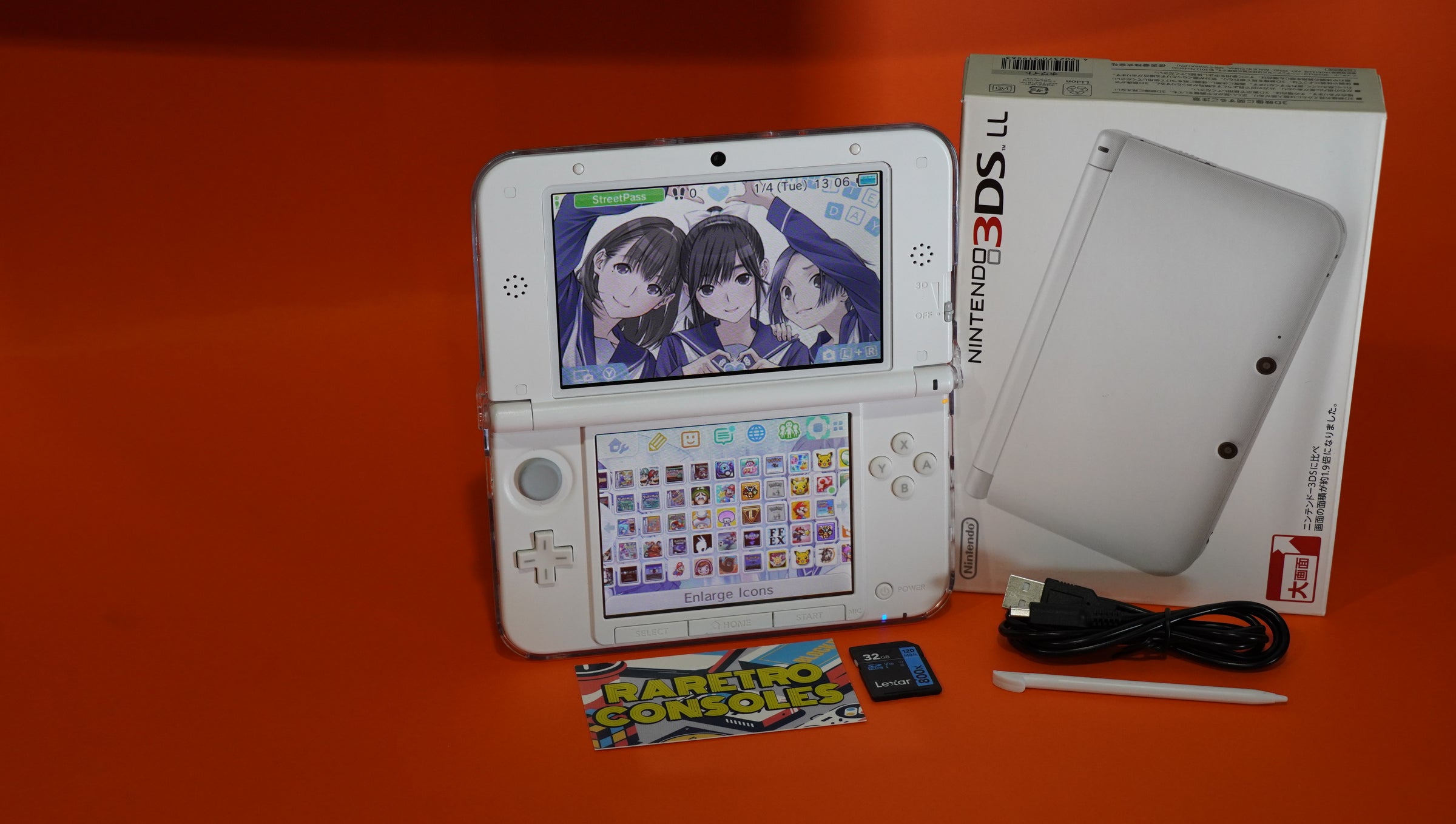 White Nintendo 3DS XL with Custom Love Plus+ Nene Shell | Raretro