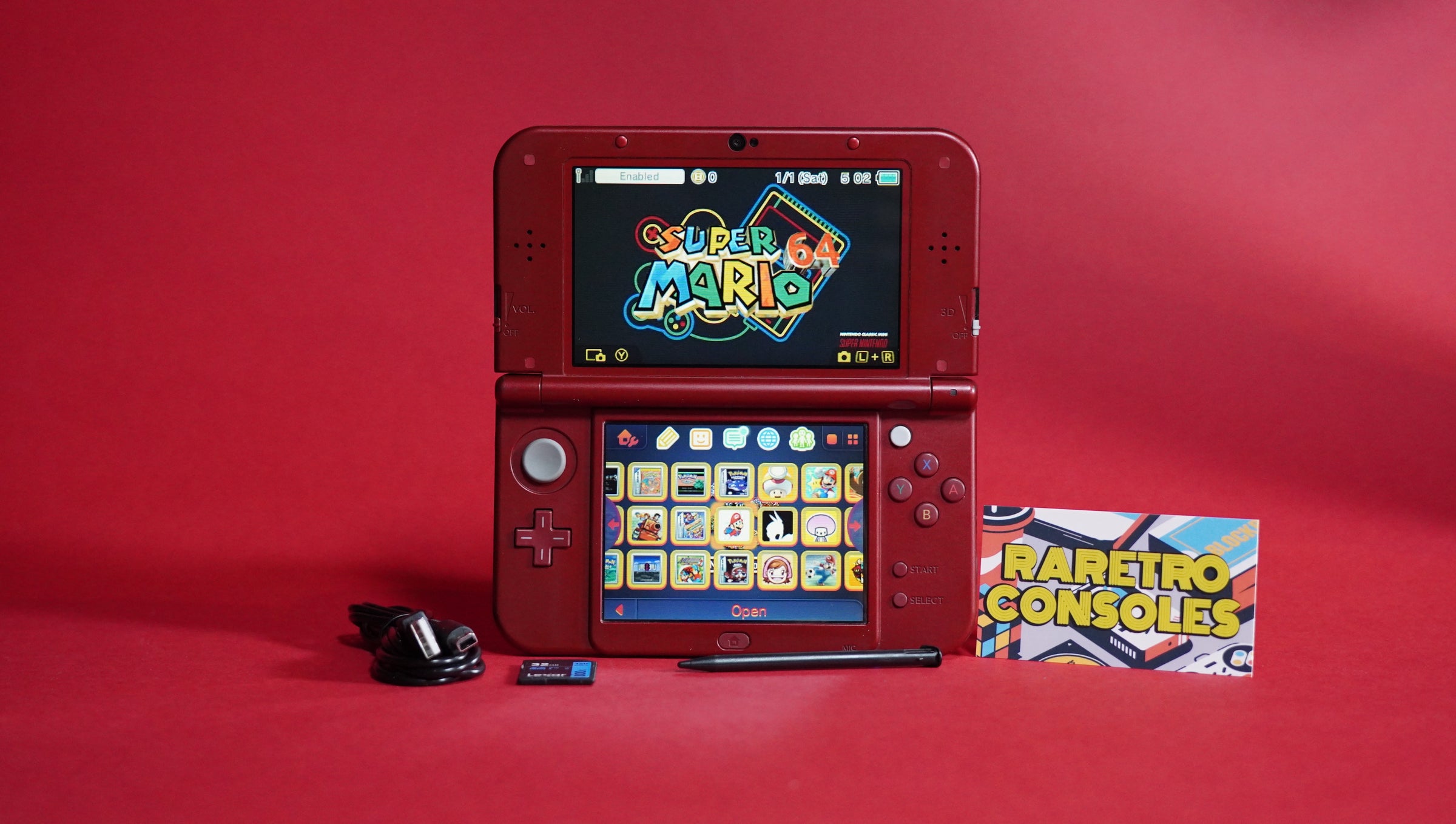 Top IPS New Nintendo 3DS XL in Metallic Red | Raretro Consoles