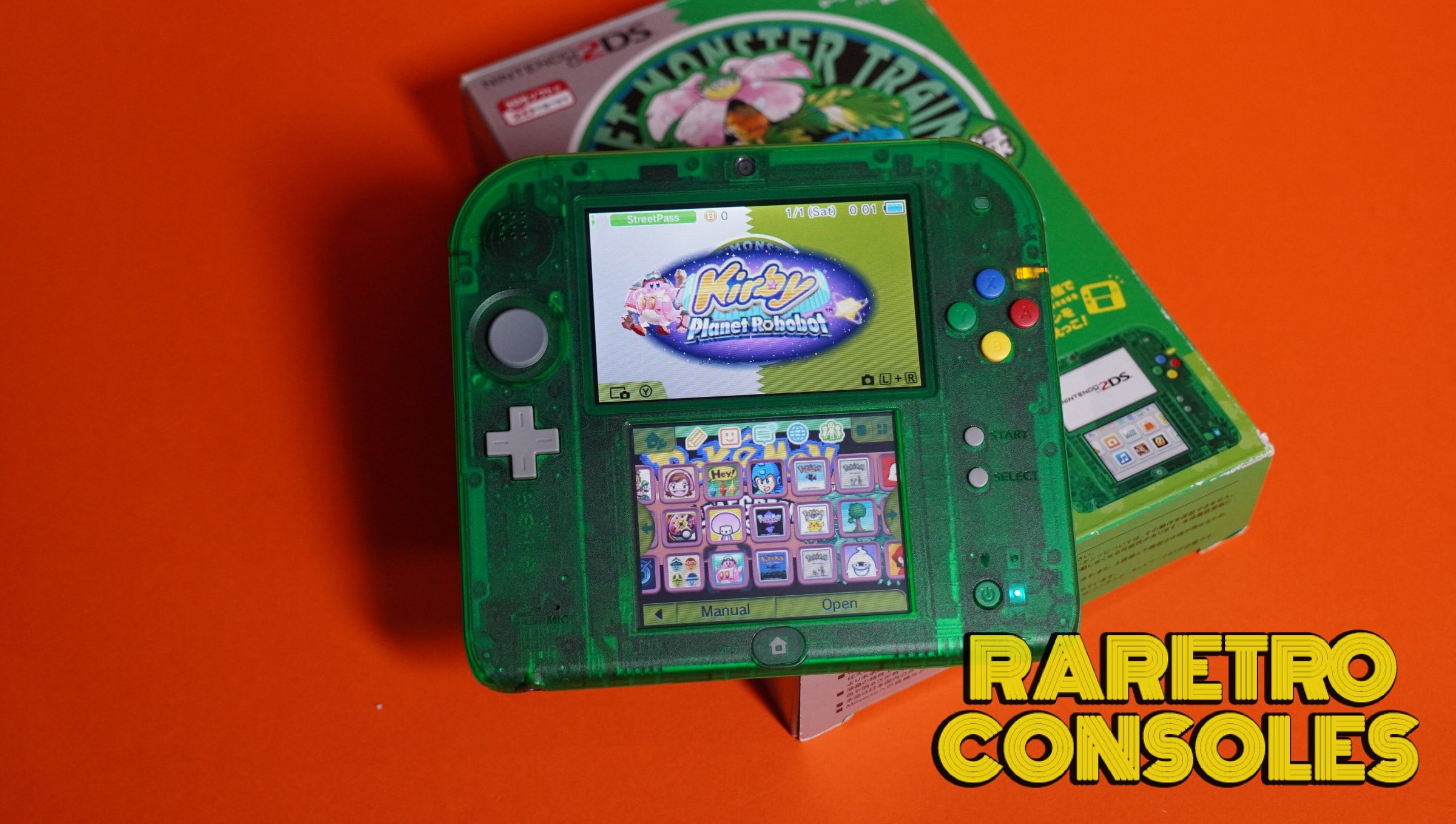 7-094 ニンテンドー2DS ポケットモンスター緑 Nintendo 2DS Pokémon Green Limited Edition Console With Box