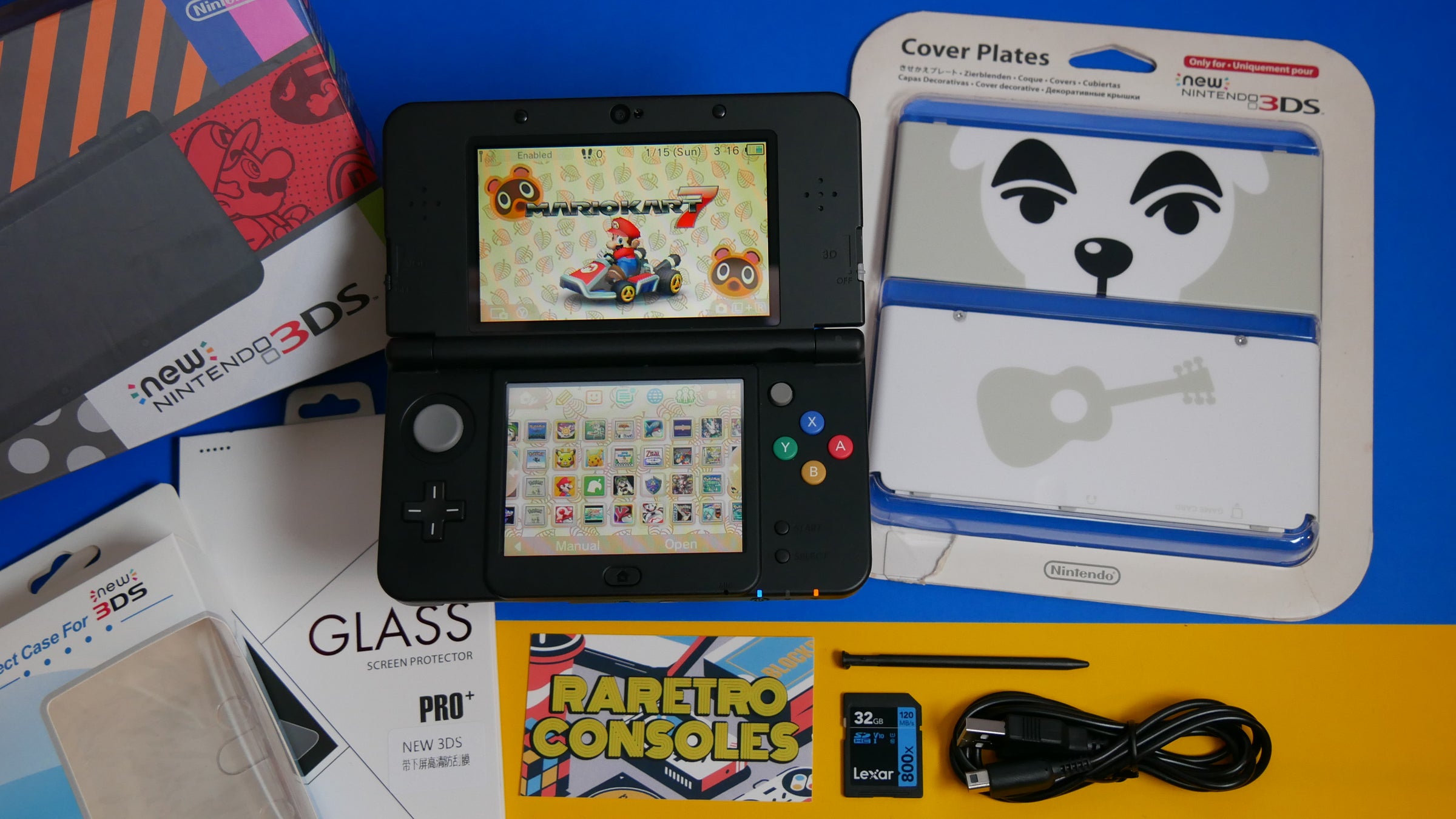 3DSセット New Nintendo 3DS in Black with No. 041 K.K. Slider Plates