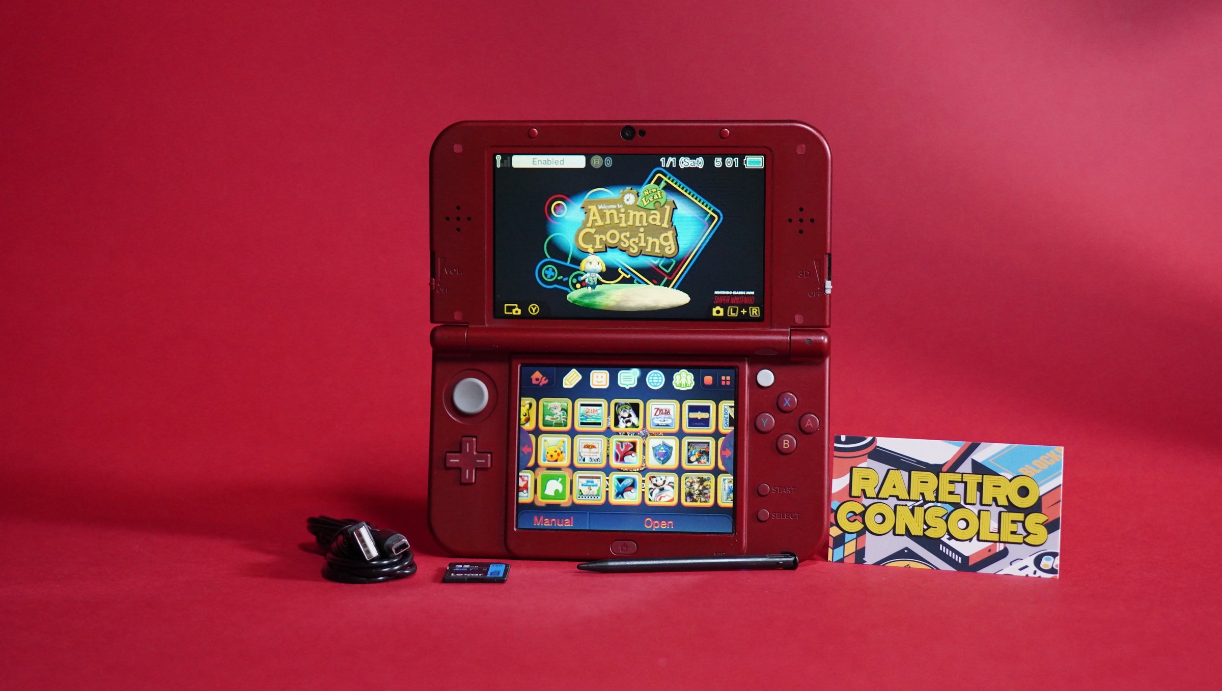 Top IPS New Nintendo 3DS XL in Metallic Red | Raretro Consoles
