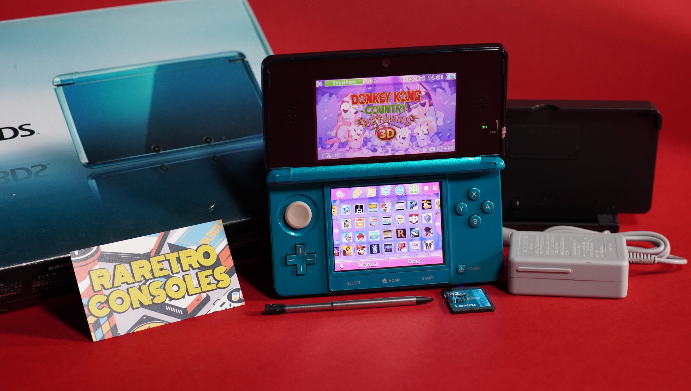 Aqua Nintendo 3DS with Original Box | Raretro Consoles
