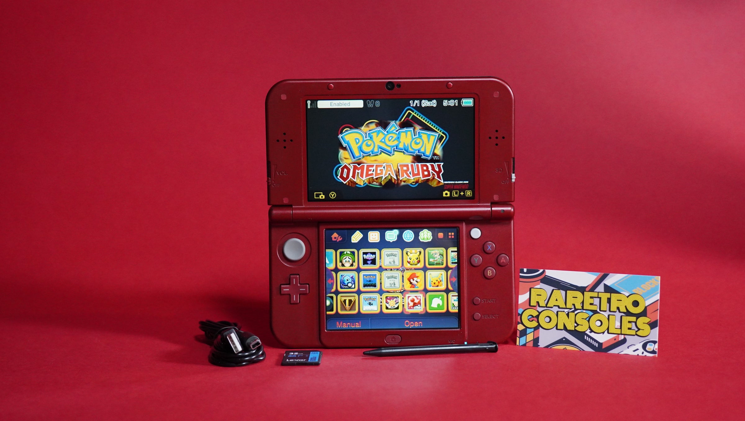 Top IPS New Nintendo 3DS XL in Metallic Red | Raretro Consoles