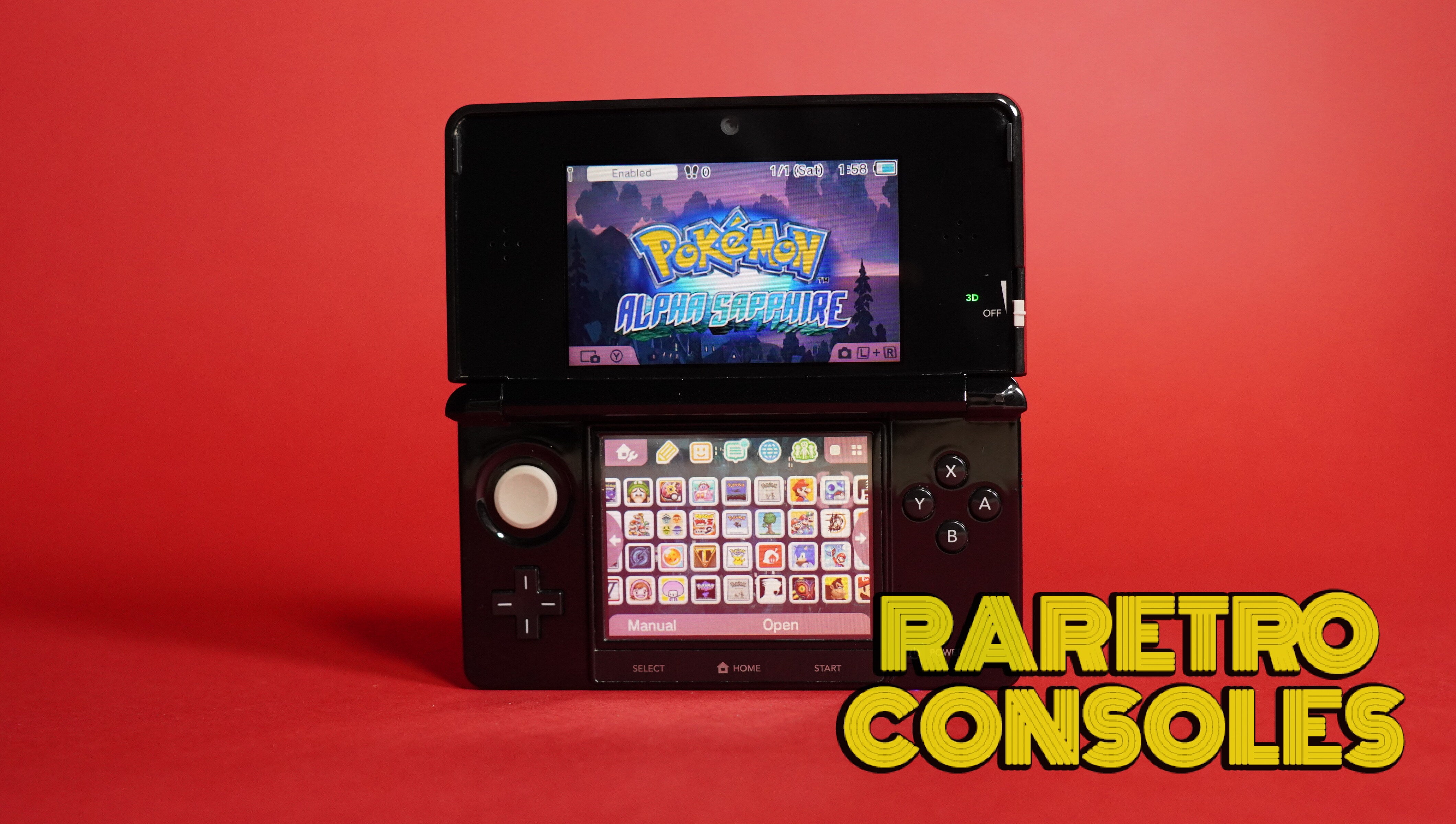 Gloss Clear Black Nintendo 3DS with Box | Raretro Consoles