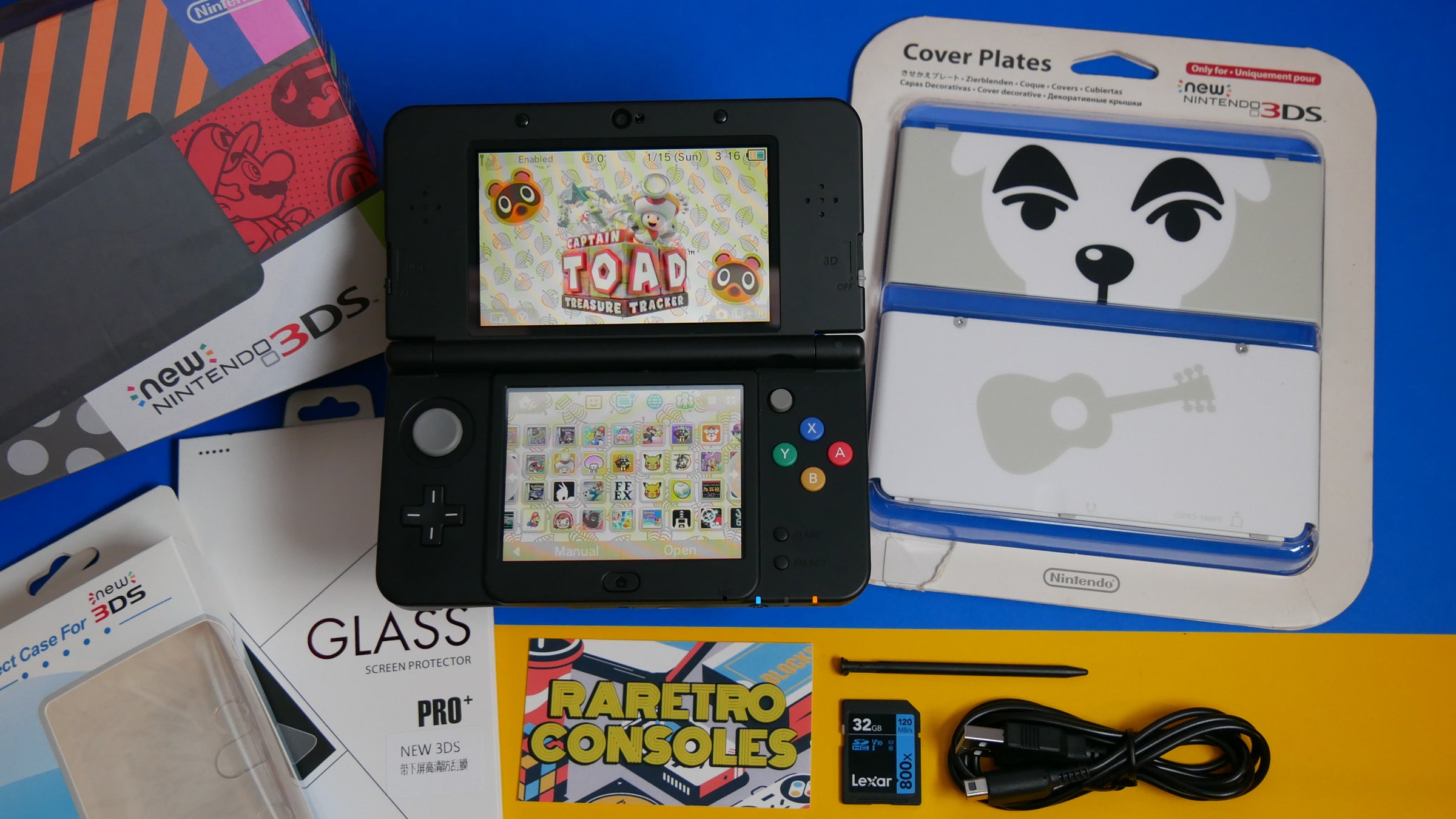 ニンテンドー3DS - k New Nintendo 3DS in Black with No. 041 K.K. Slider Plates