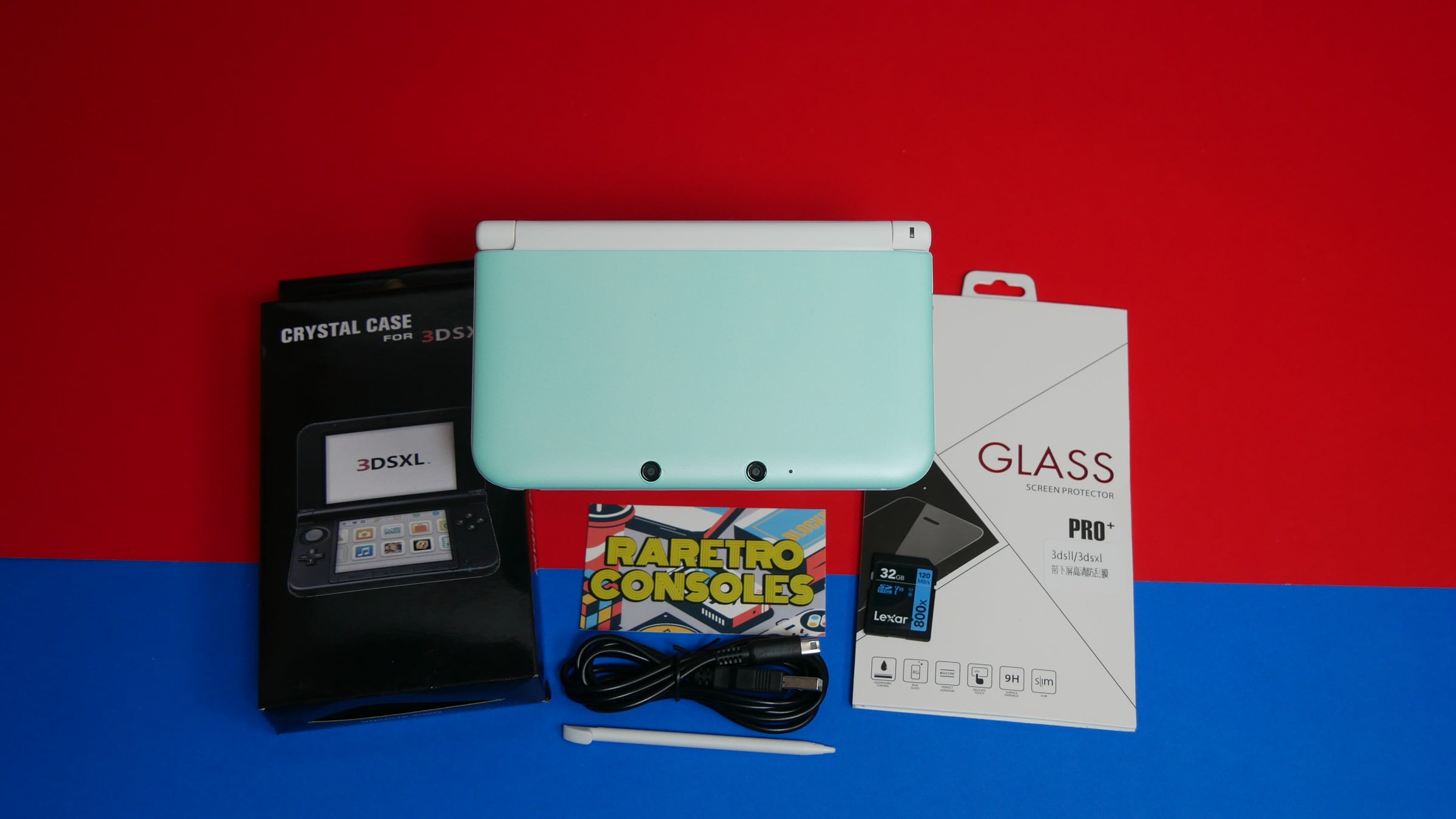 Nintendo 3DS XL in Mint / Light Teal | Raretro Consoles, image size:2400x1350