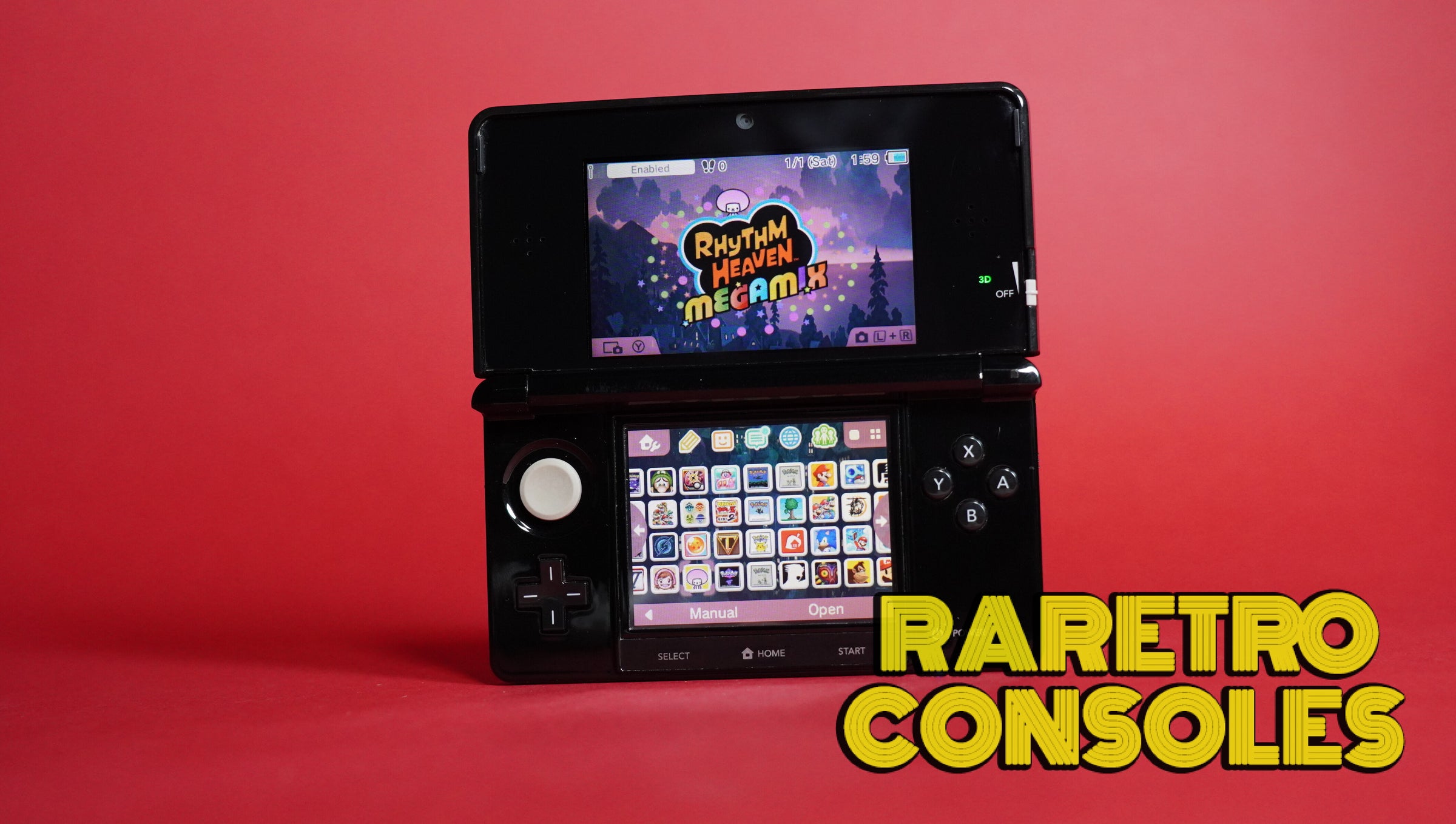 Gloss Clear Black Nintendo 3DS with Box | Raretro Consoles