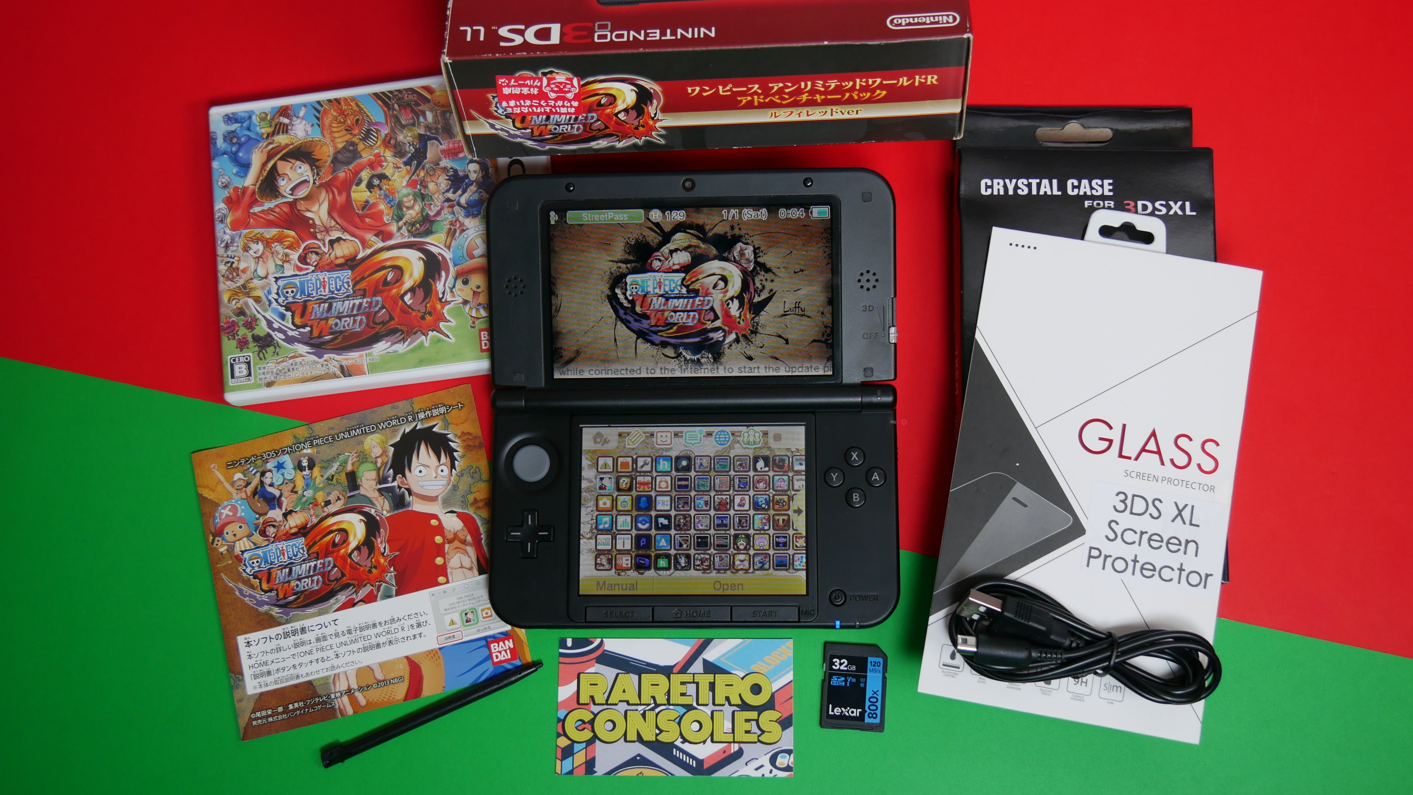 Nintendo 3DS ONE PIECE ルフィレッド（箱、ソフト付き） Nintendo 3DS LL One Piece Unlimited World R Luffy Red ver. w