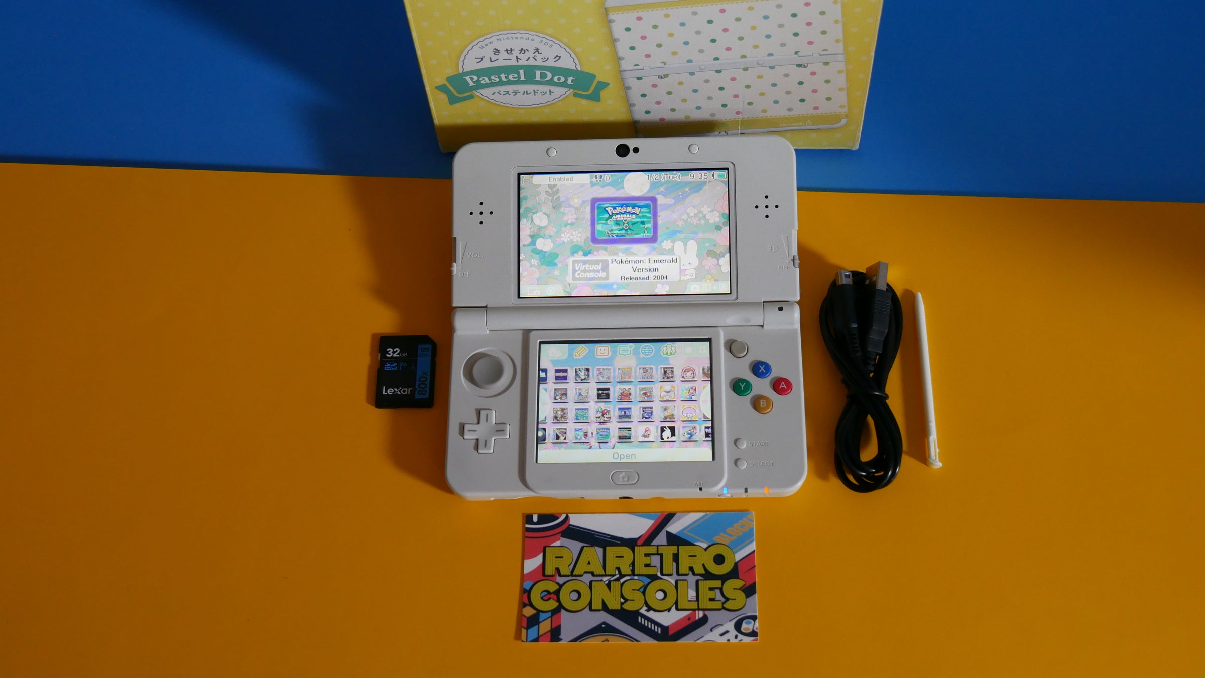 New Nintendo 3DS with Pastel Dot Plates & Box | Raretro Consoles