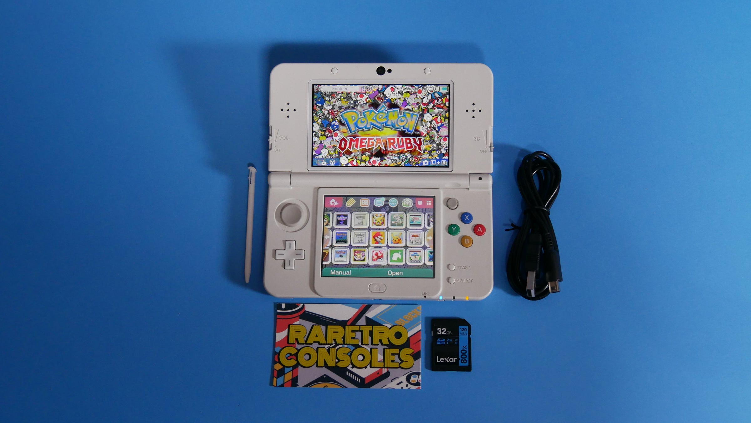 New Nintendo 3DS in White with No. 025 Pink Mario Embossed Plates