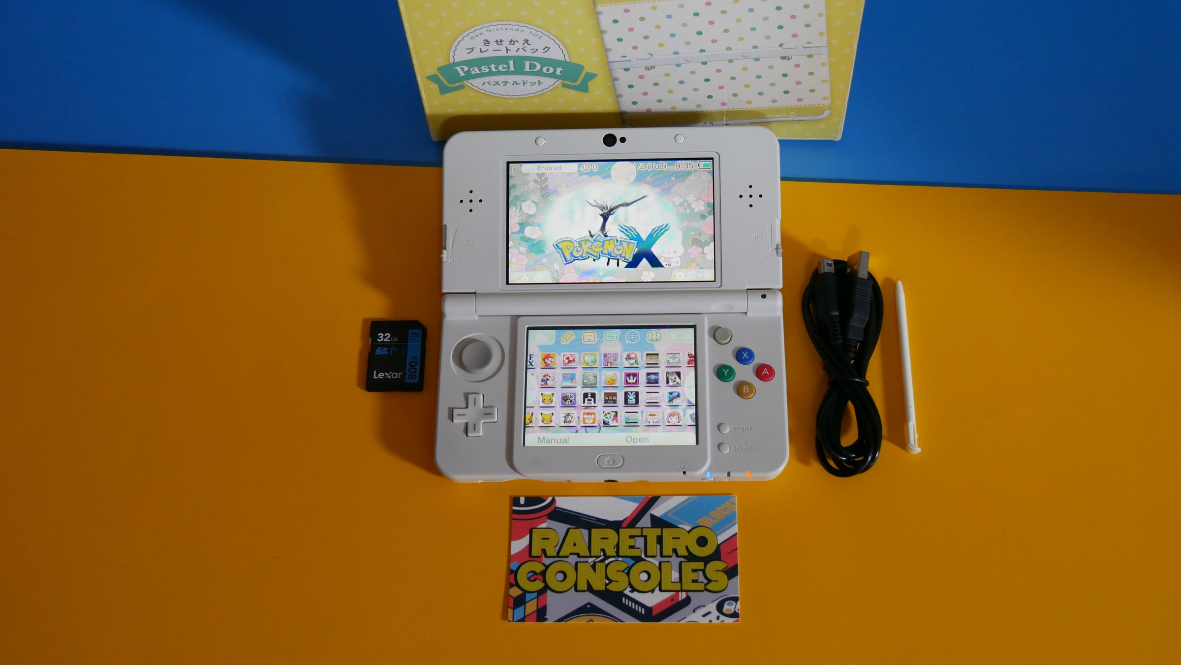 New Nintendo 3DS with Pastel Dot Plates & Box | Raretro Consoles