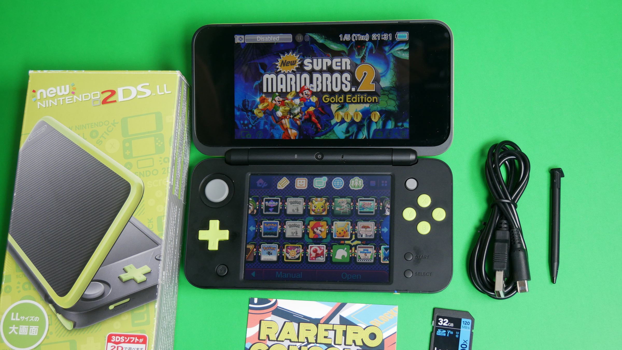 Nintendo New 2DS XL in Lime Green With Box | Raretro Consoles