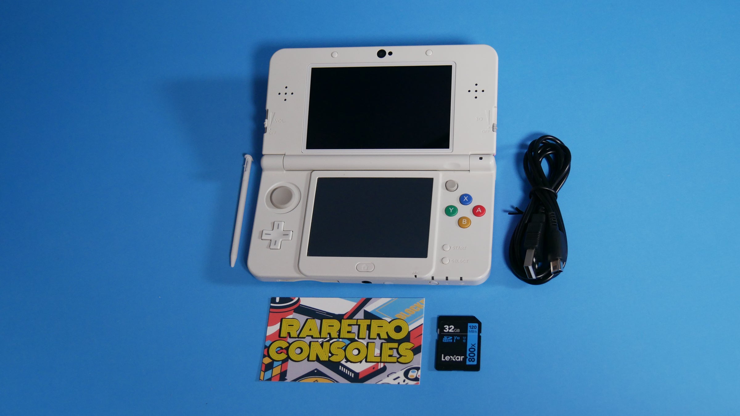 New Nintendo 3DS in White with No. 025 Pink Mario Embossed Plates