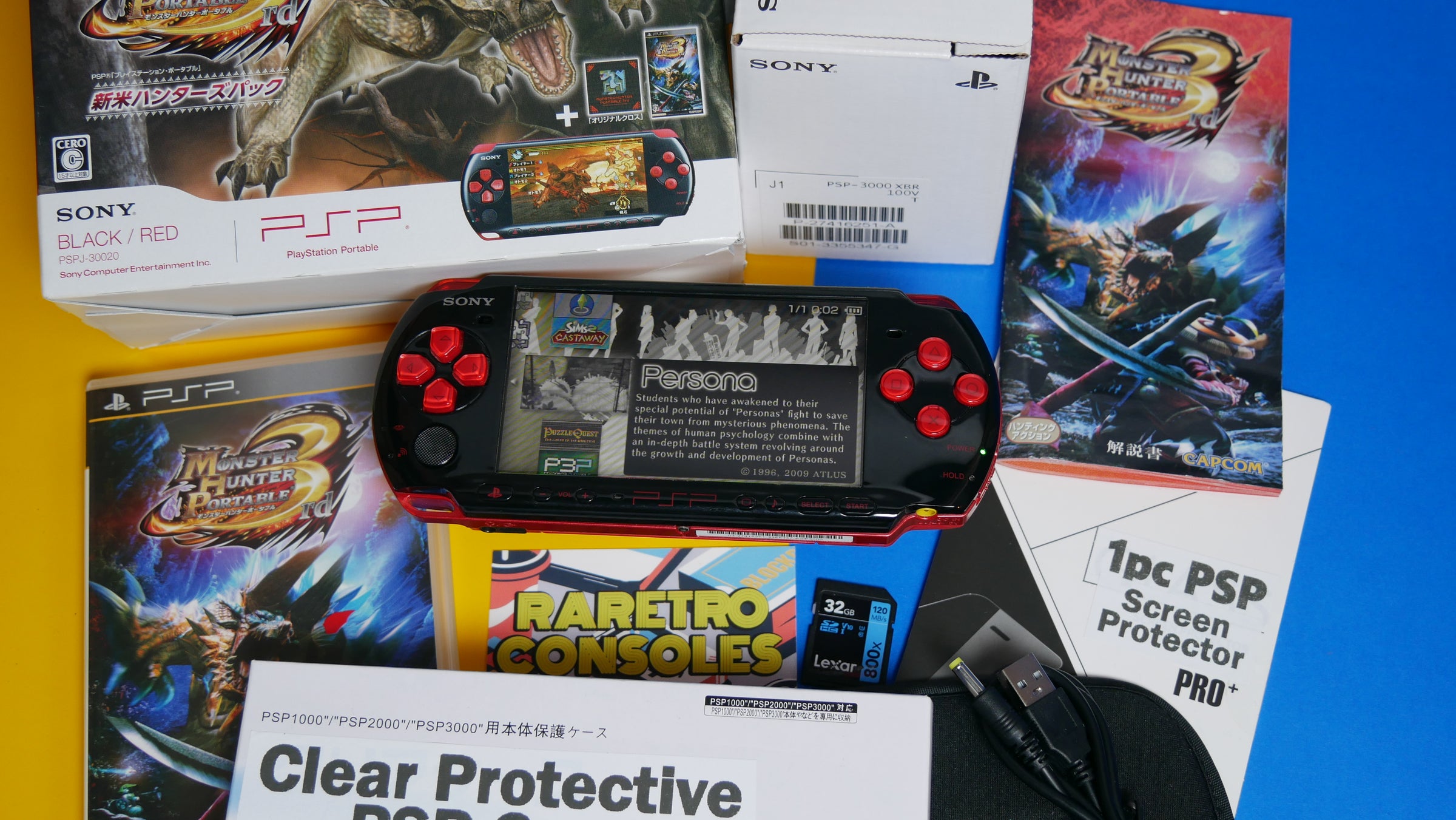 Monster Hunter Portable 3rd Red x Black PSP 3000 With Box