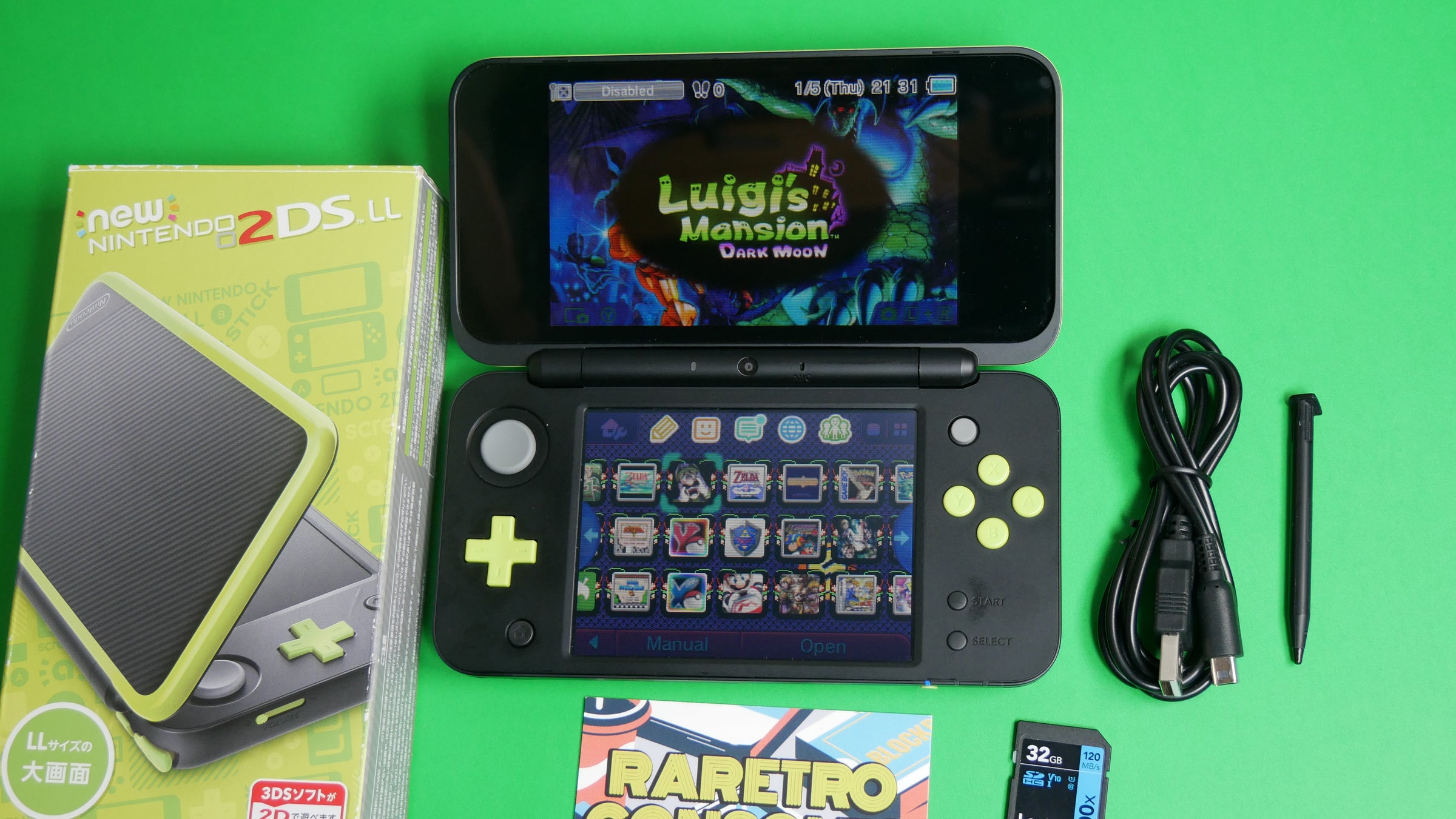 Nintendo New 2DS XL in Lime Green With Box | Raretro Consoles