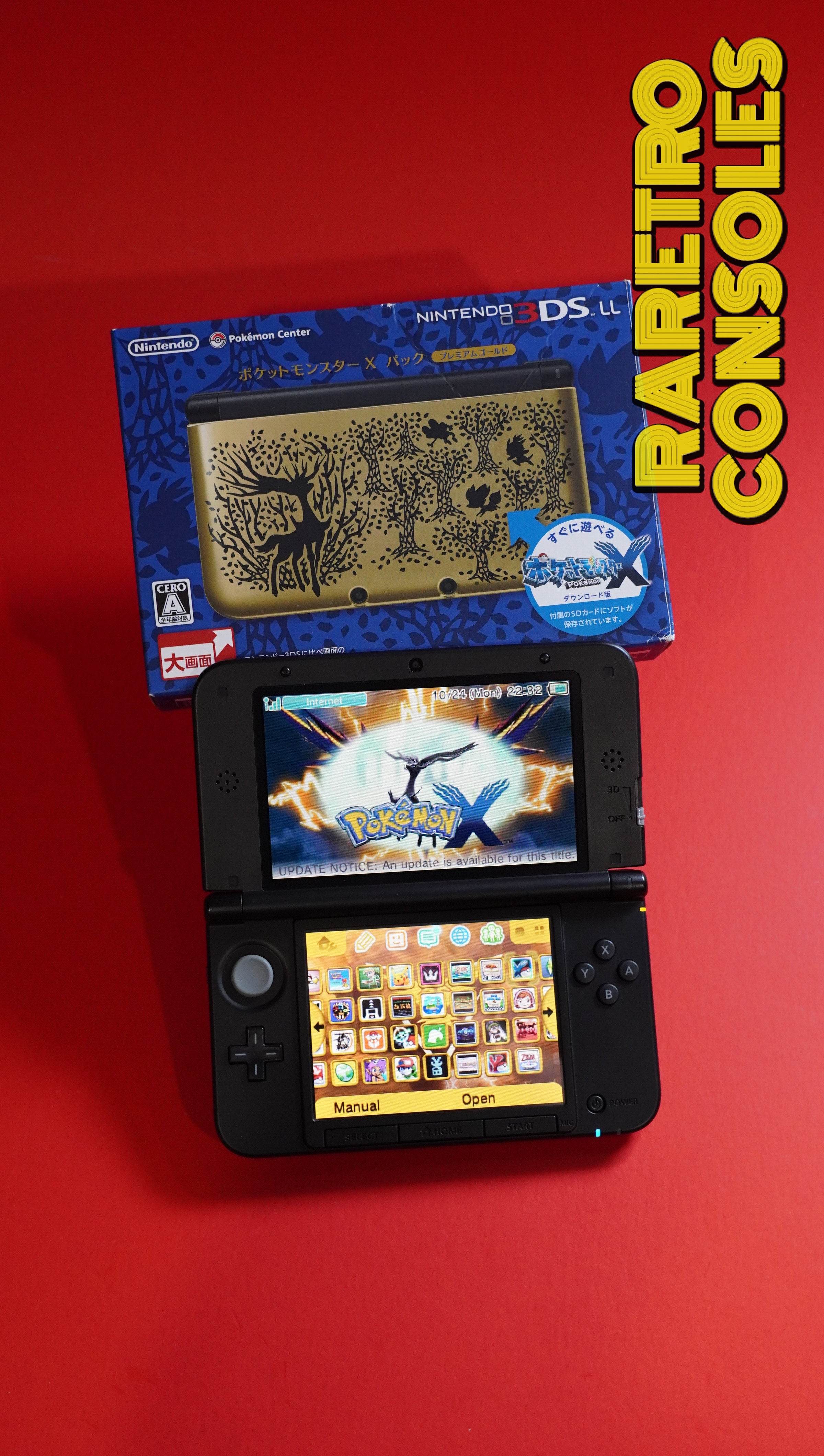 Nintendo 3DS XL Pokémon X Y Premium Gold with Blue Box | Raretro