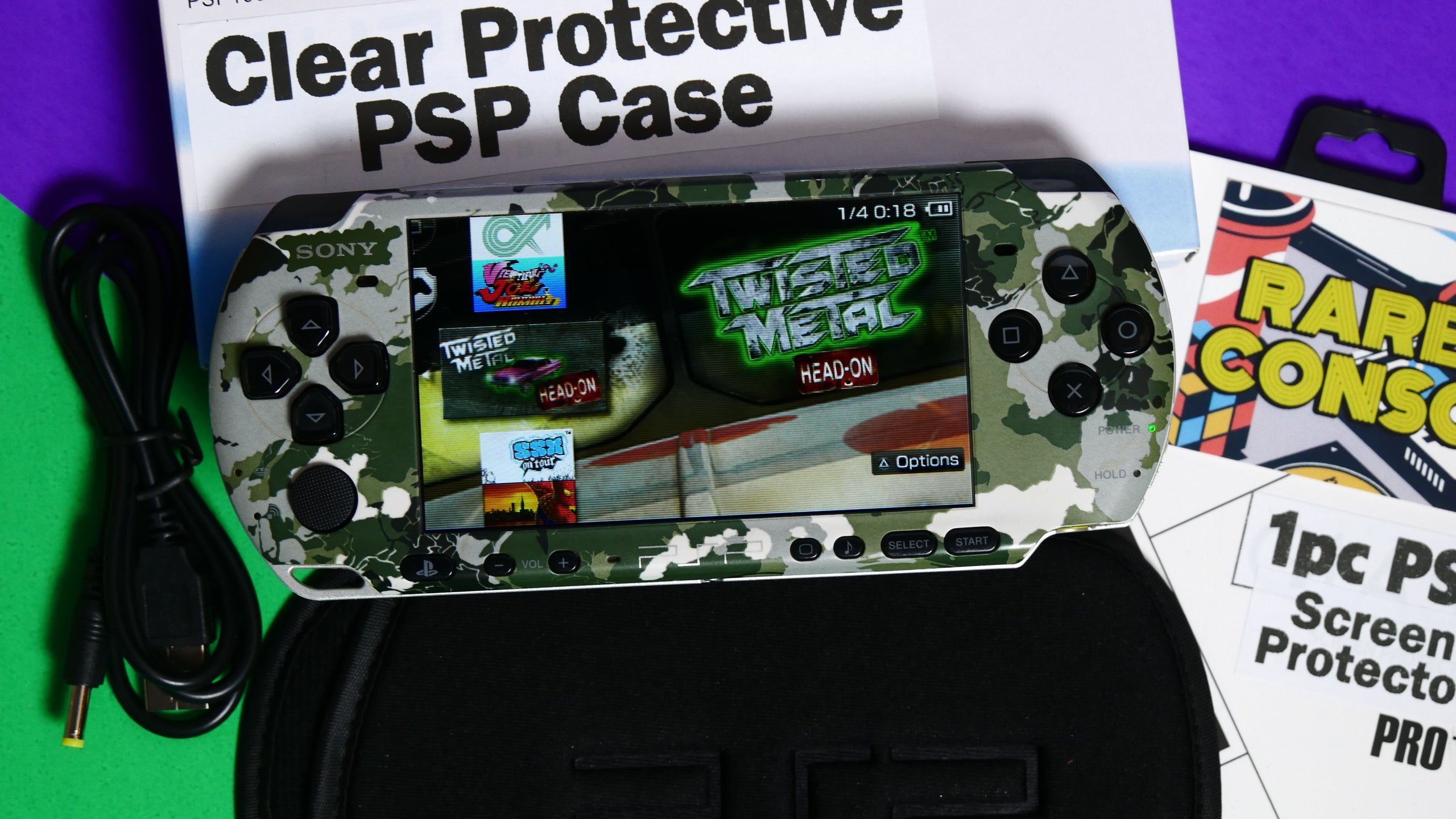 PSP 3000 Limited Edition Metal Gear in Green 2024 with 128GB Memory Card