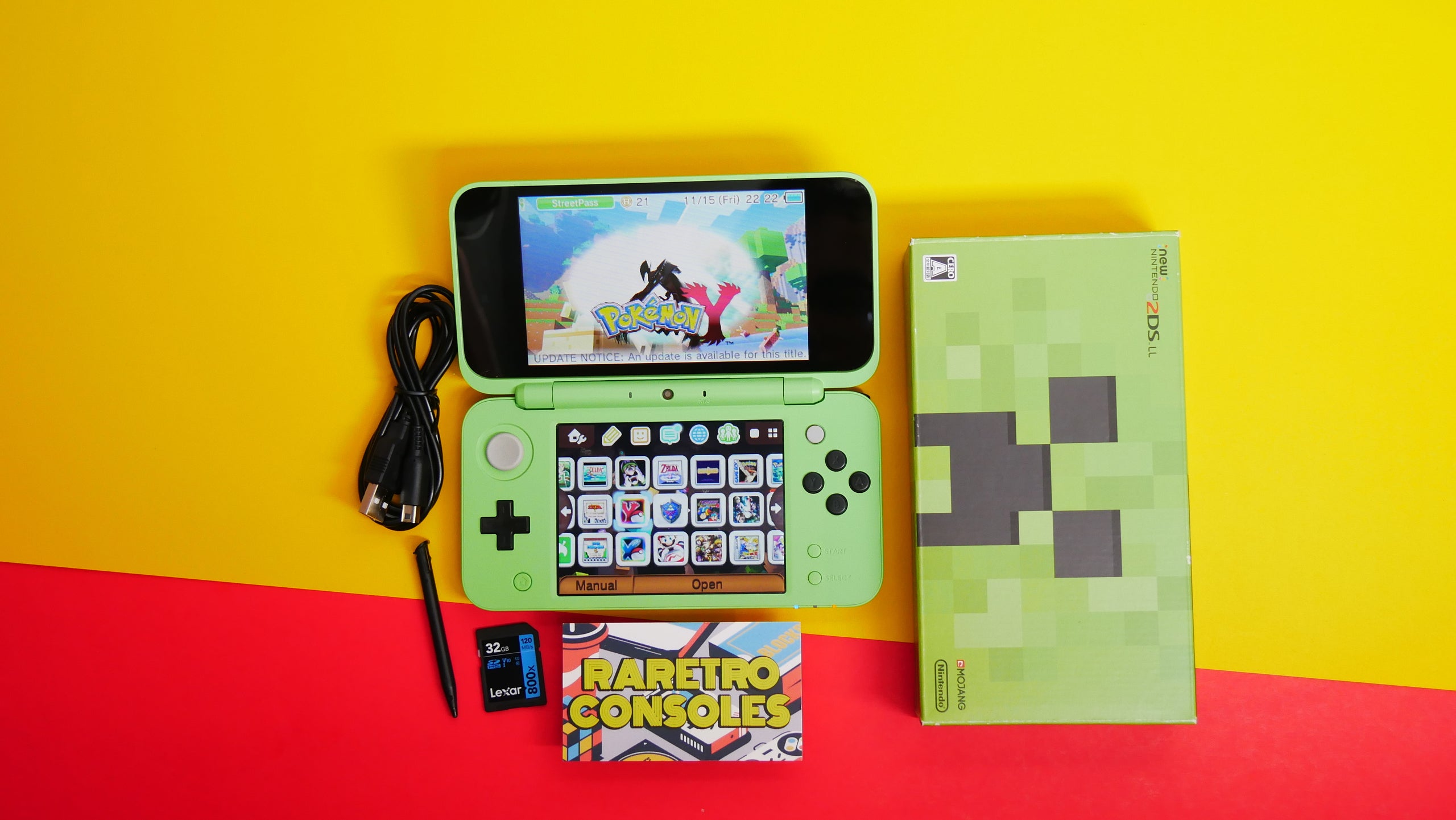 RARE Nintendo New 2DS XL Minecraft Edition Creeper with Box Raretro Consoles